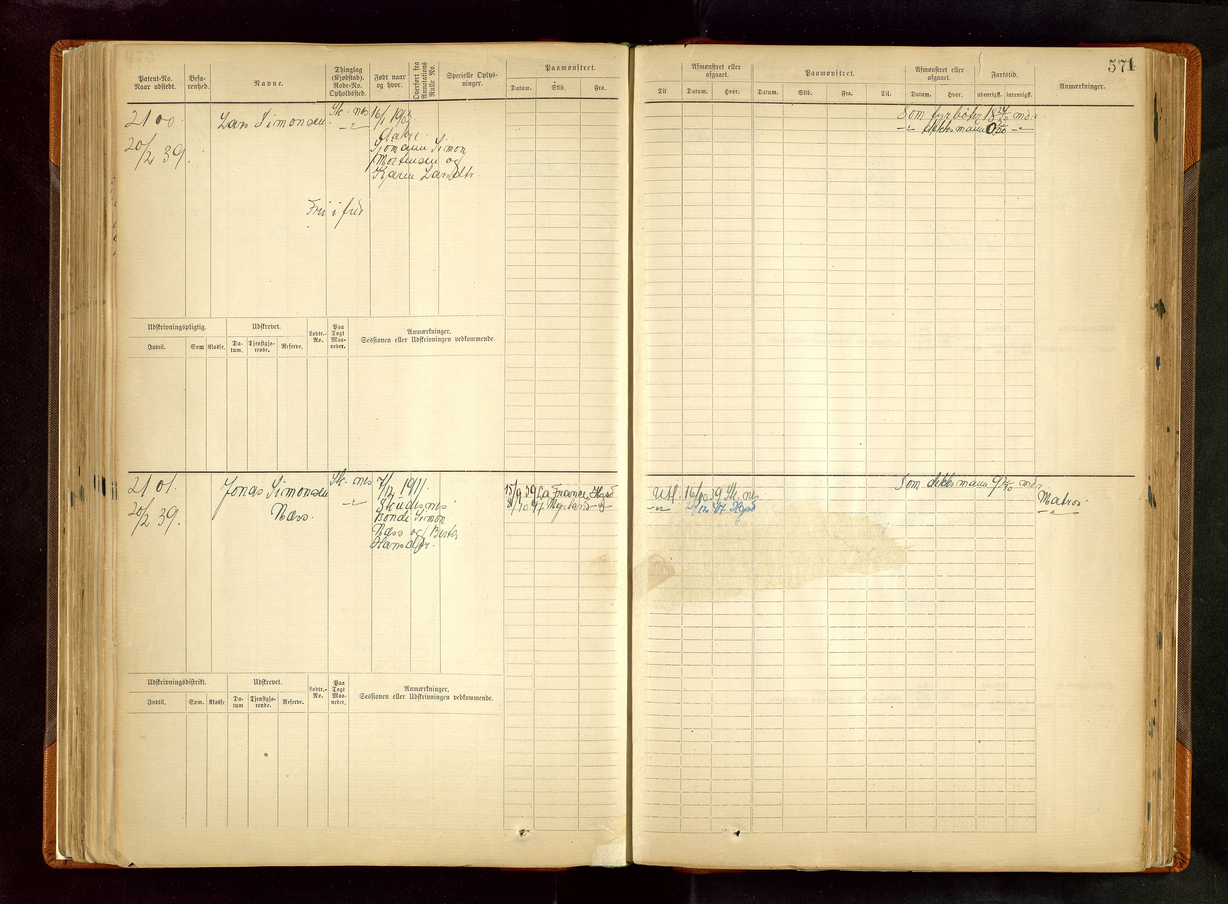 Haugesund sjømannskontor, AV/SAST-A-102007/F/Fb/Fbb/L0002: Sjøfartsrulle Skudenes kretsnr. 959-2439, 1860-1948, p. 571