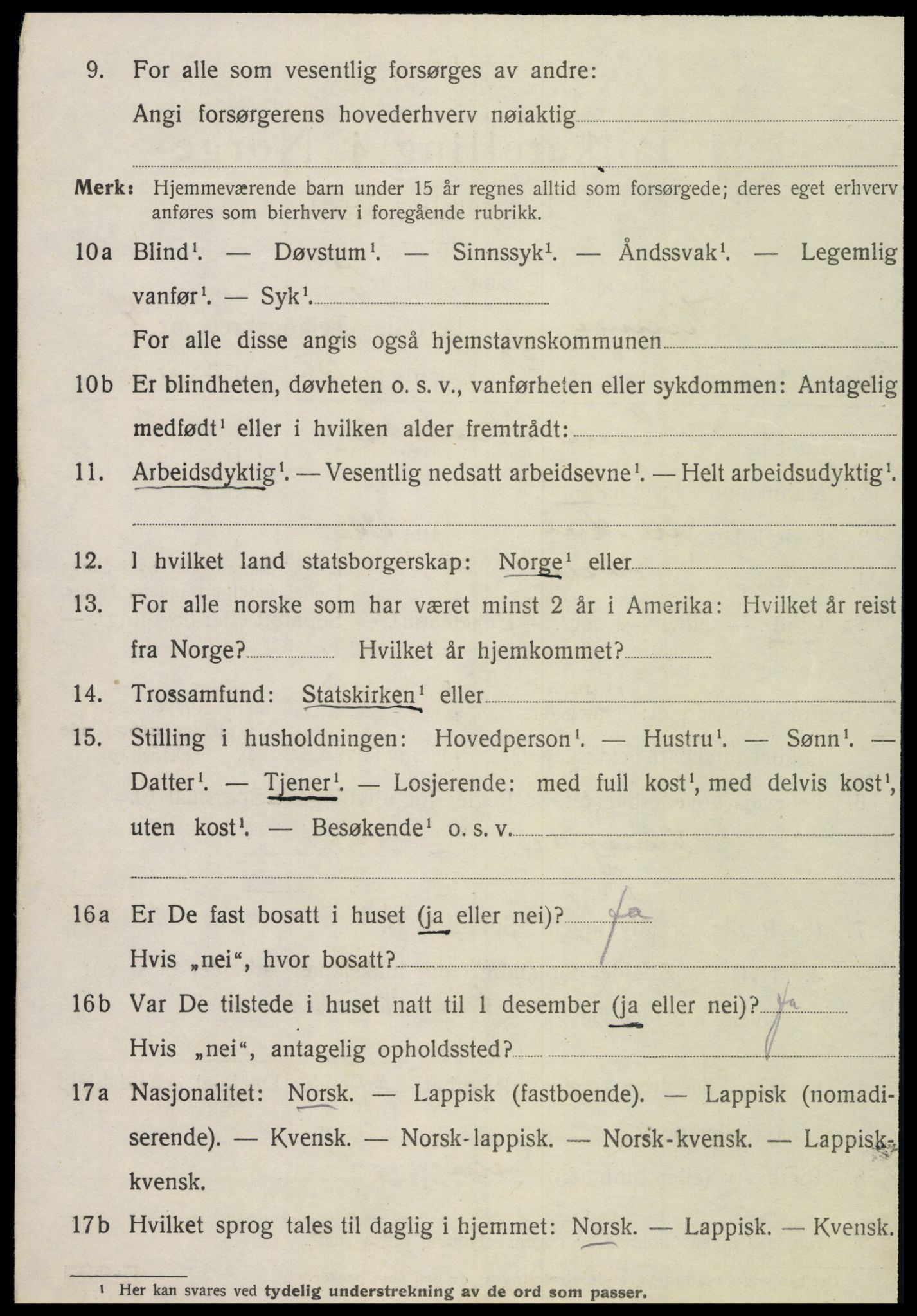 SAT, 1920 census for Klinga, 1920, p. 2858