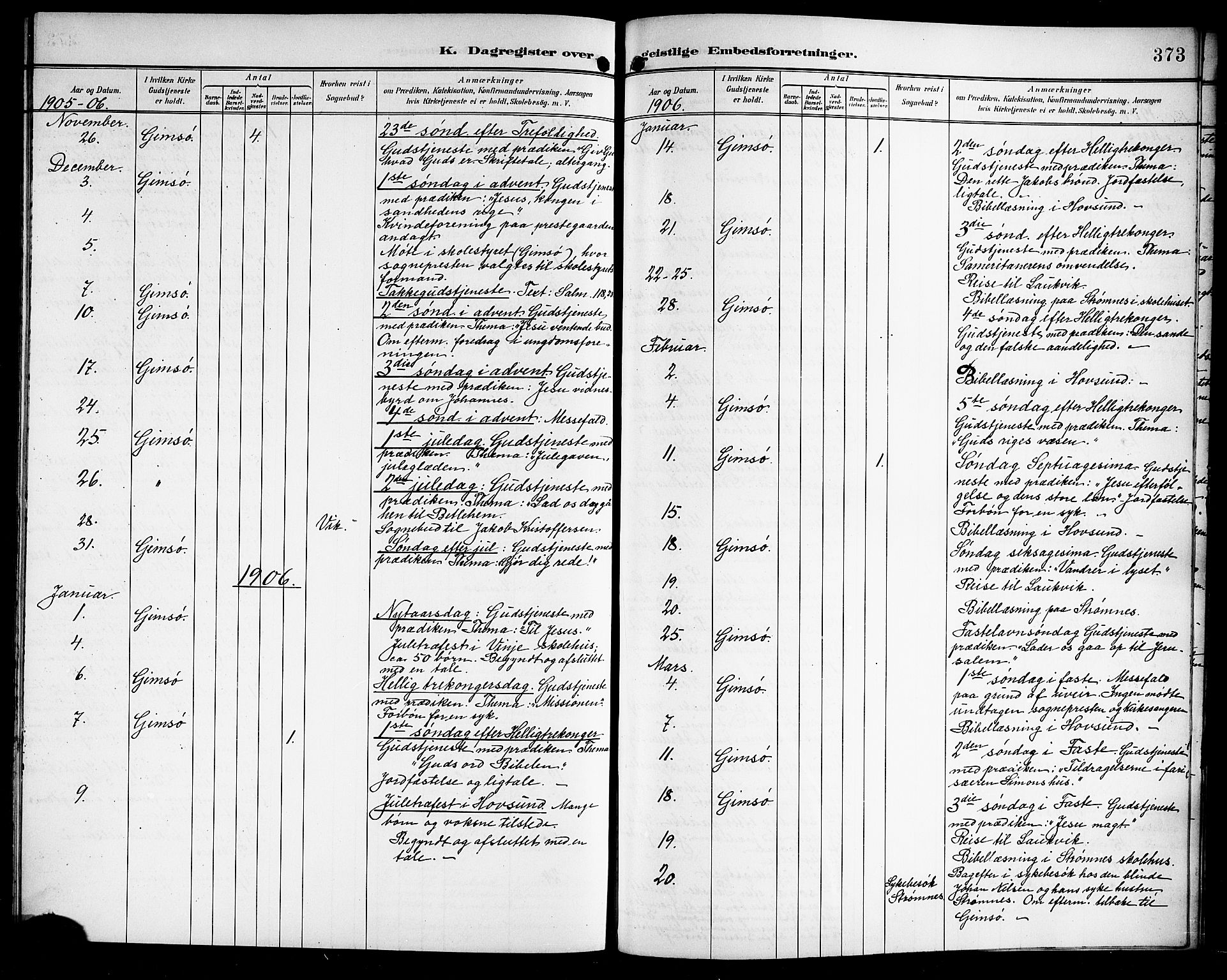 Ministerialprotokoller, klokkerbøker og fødselsregistre - Nordland, AV/SAT-A-1459/876/L1105: Parish register (copy) no. 876C04, 1896-1914, p. 373