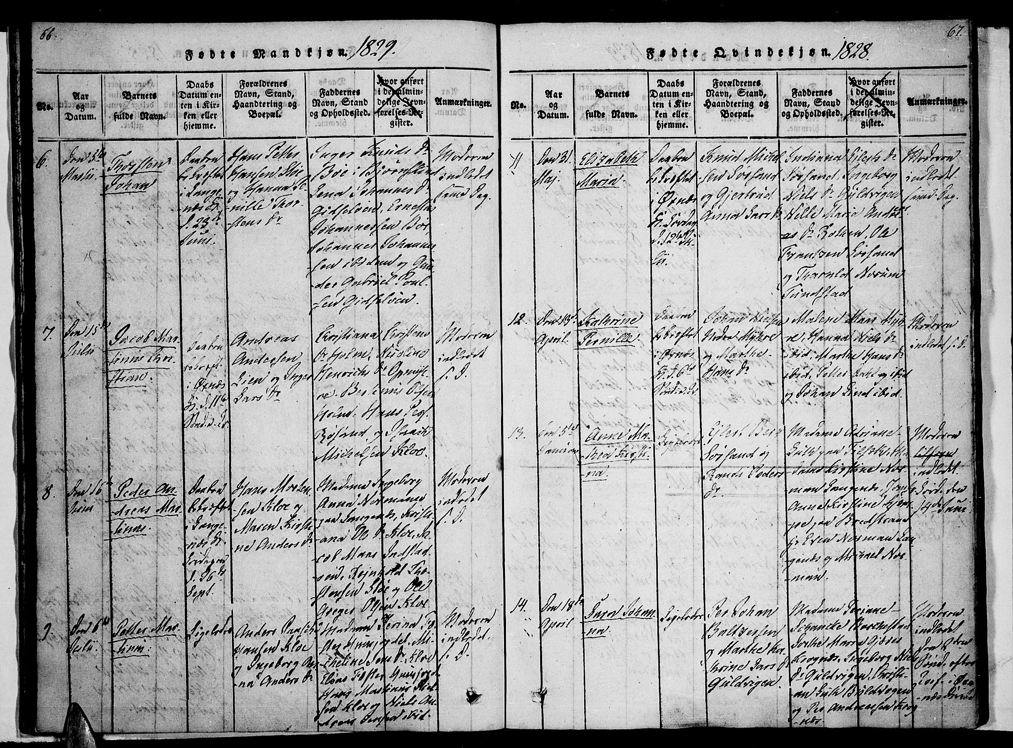 Ministerialprotokoller, klokkerbøker og fødselsregistre - Nordland, SAT/A-1459/893/L1331: Parish register (official) no. 893A04, 1820-1840, p. 66-67