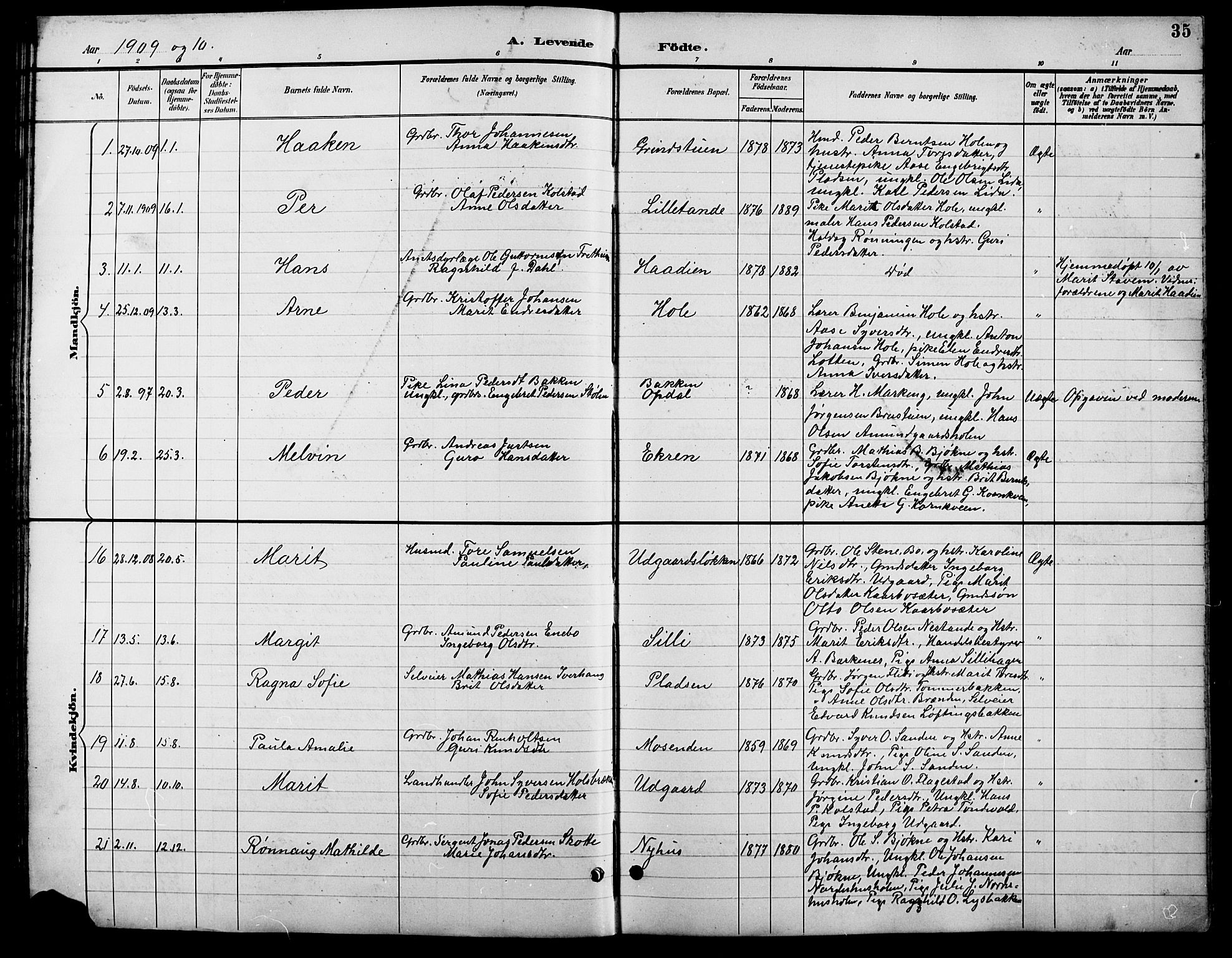 Lesja prestekontor, AV/SAH-PREST-068/H/Ha/Hab/L0007: Parish register (copy) no. 7, 1895-1919, p. 35