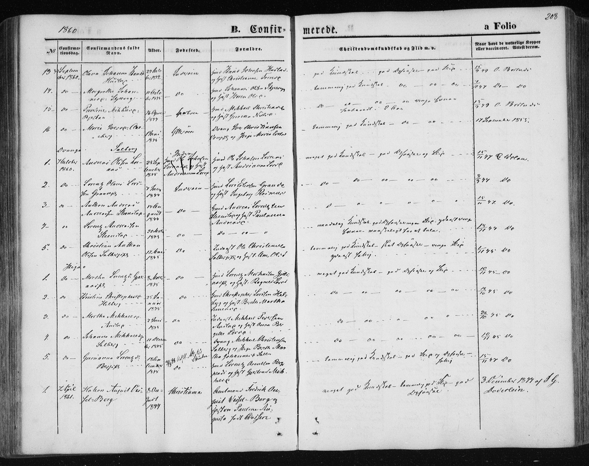 Ministerialprotokoller, klokkerbøker og fødselsregistre - Nord-Trøndelag, SAT/A-1458/730/L0283: Parish register (official) no. 730A08, 1855-1865, p. 208