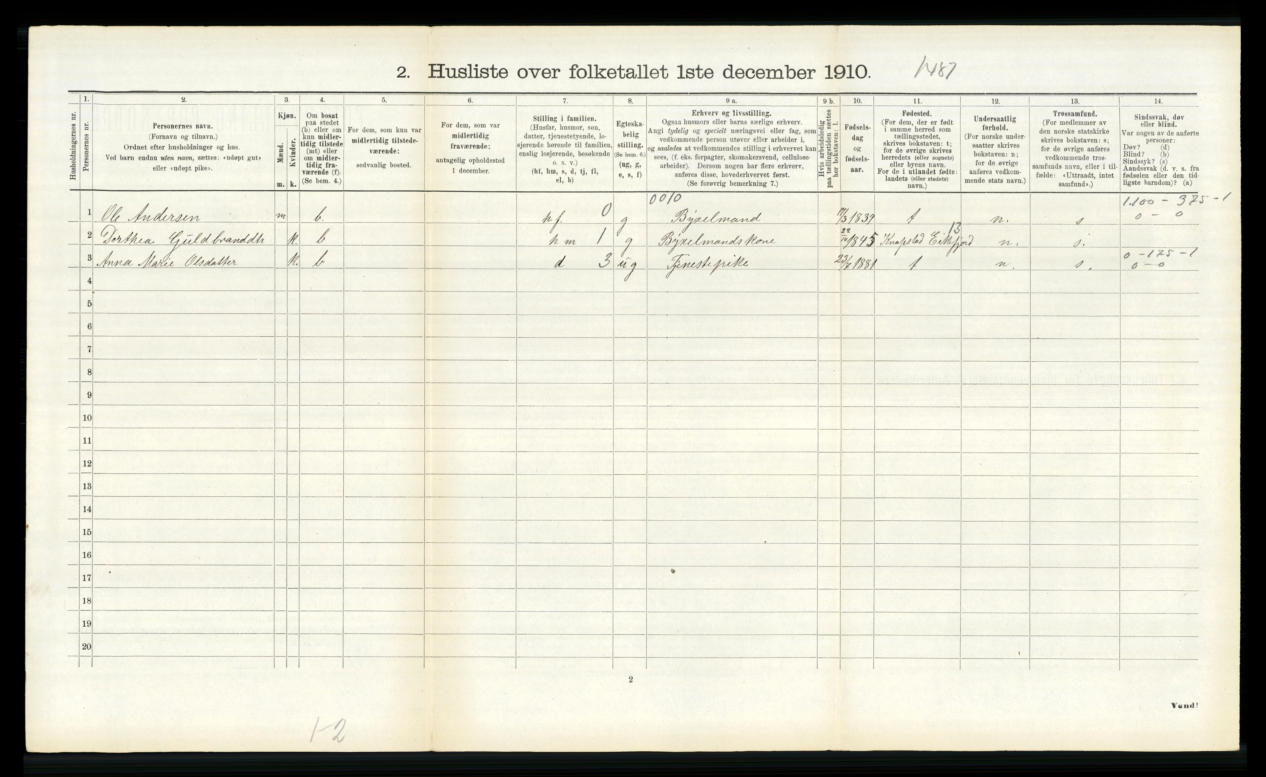 RA, 1910 census for Ytre Holmedal, 1910, p. 597