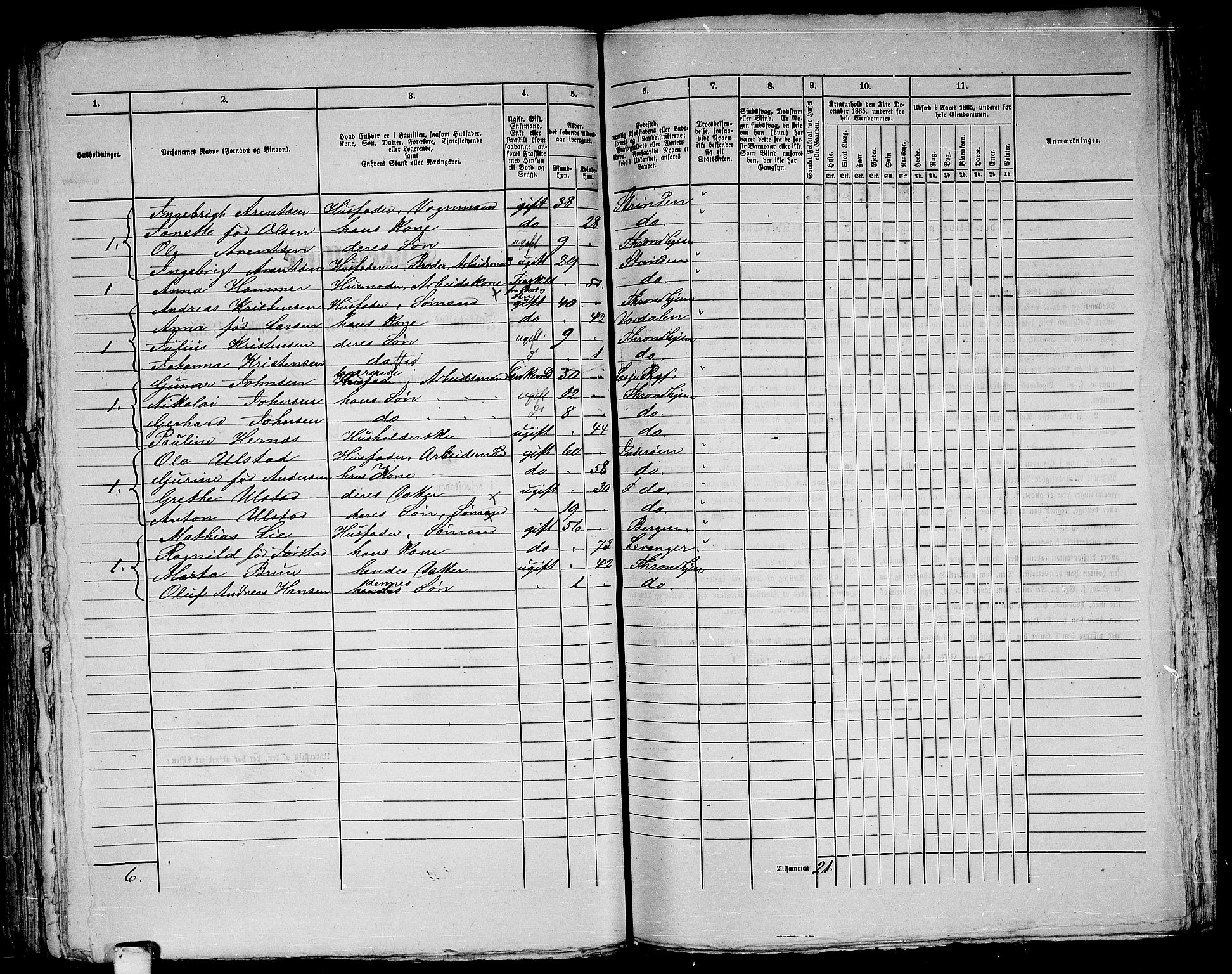 RA, 1865 census for Trondheim, 1865, p. 326