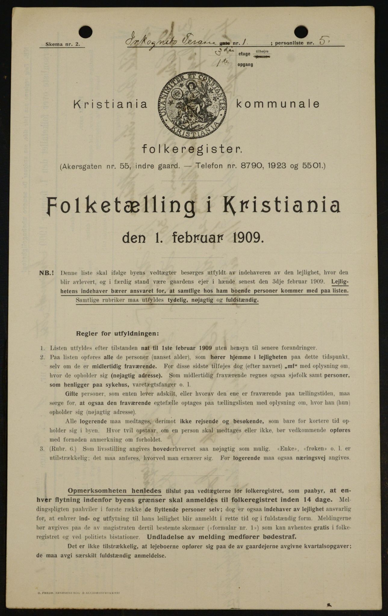 OBA, Municipal Census 1909 for Kristiania, 1909, p. 40529