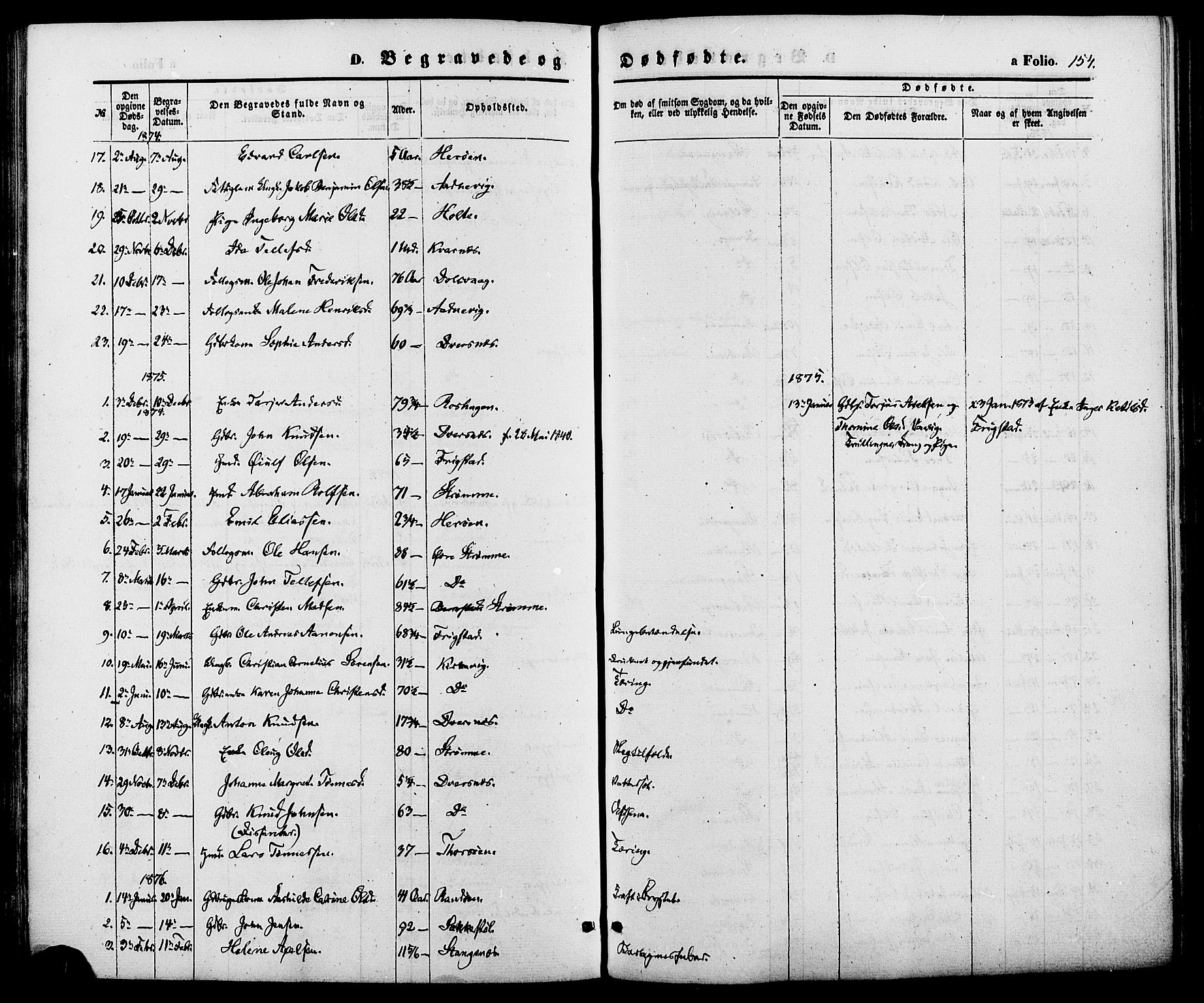 Oddernes sokneprestkontor, AV/SAK-1111-0033/F/Fa/Fab/L0001: Parish register (official) no. A 1, 1865-1884, p. 154