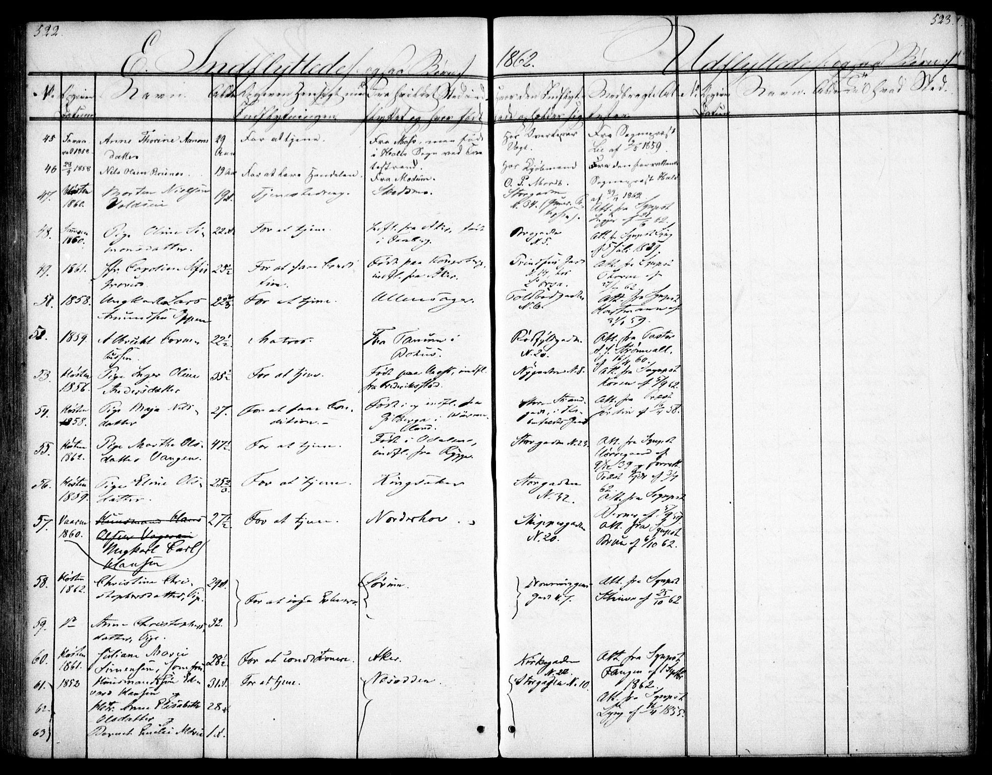 Oslo domkirke Kirkebøker, SAO/A-10752/F/Fa/L0028: Parish register (official) no. 28, 1840-1876, p. 522-523