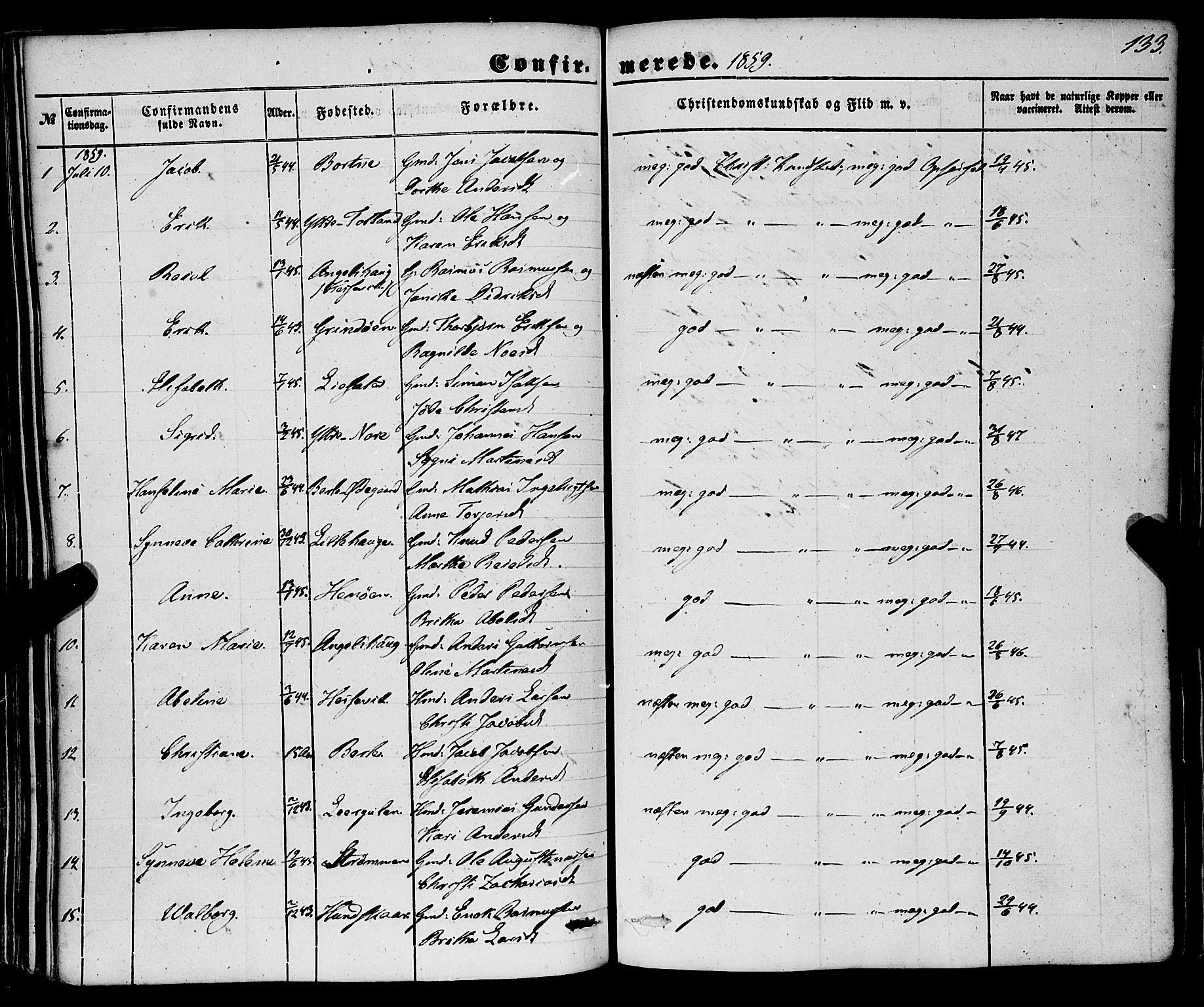 Davik sokneprestembete, SAB/A-79701/H/Haa/Haaa/L0005: Parish register (official) no. A 5, 1850-1866, p. 133