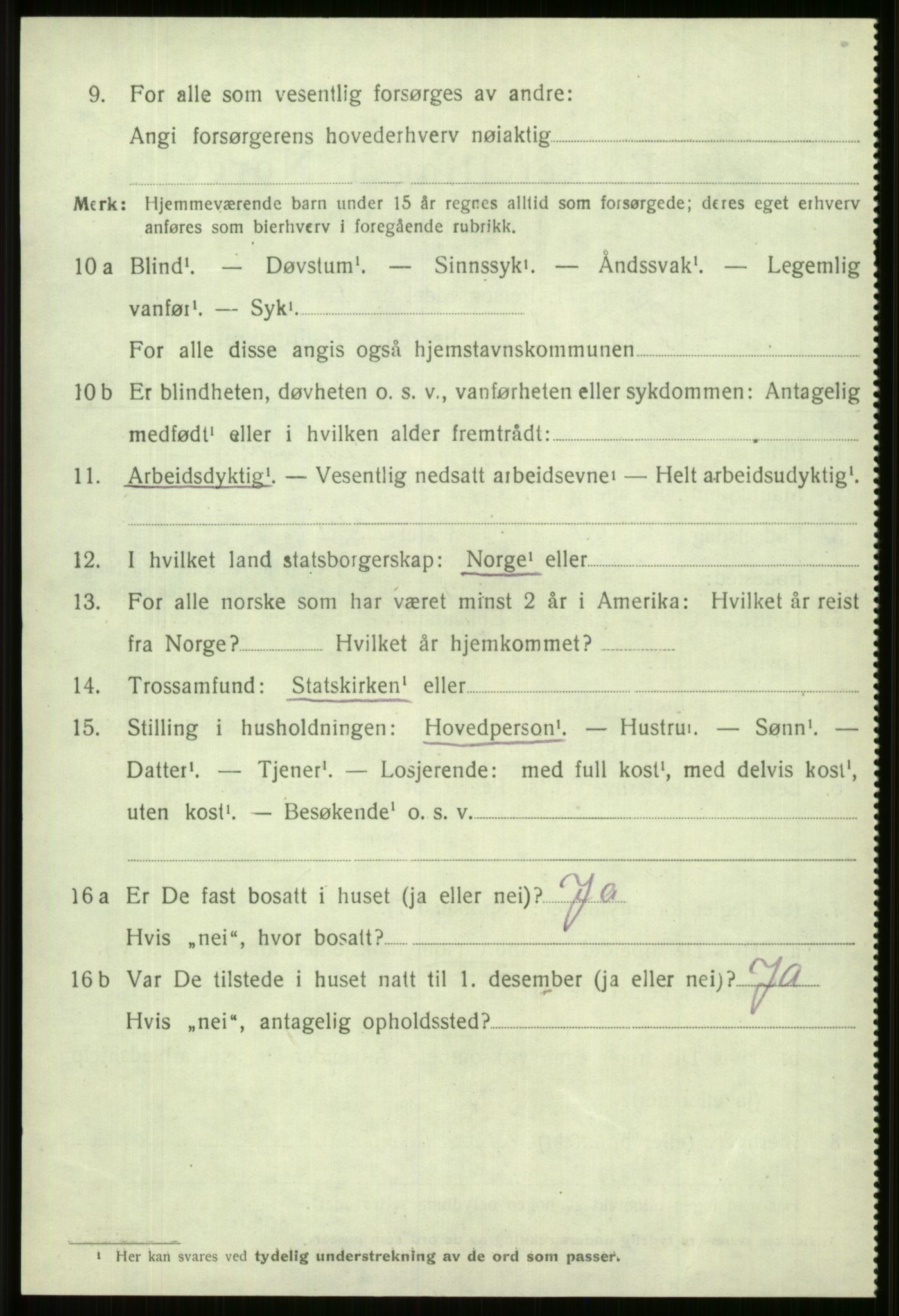 SAB, 1920 census for Vossestrand, 1920, p. 4223