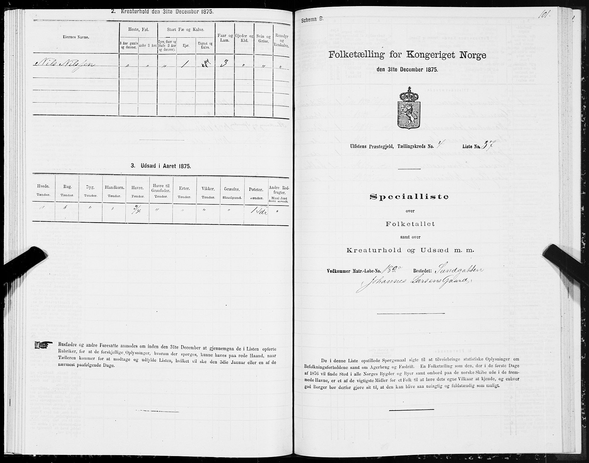 SAT, 1875 census for 1516P Ulstein, 1875, p. 2101