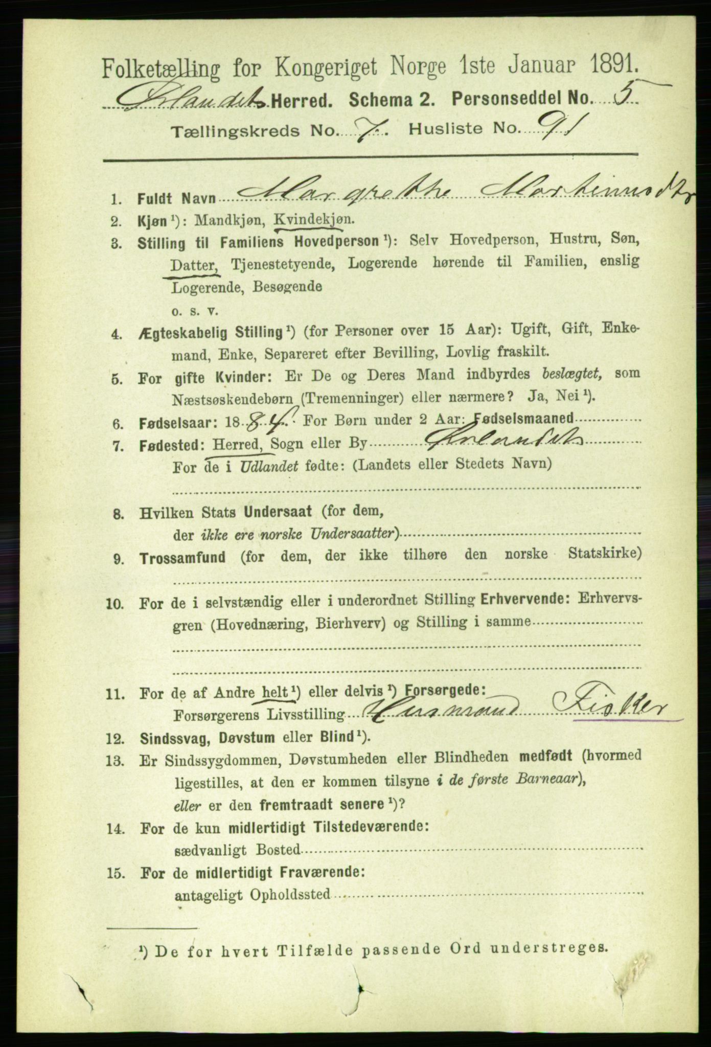 RA, 1891 census for 1621 Ørland, 1891, p. 3021