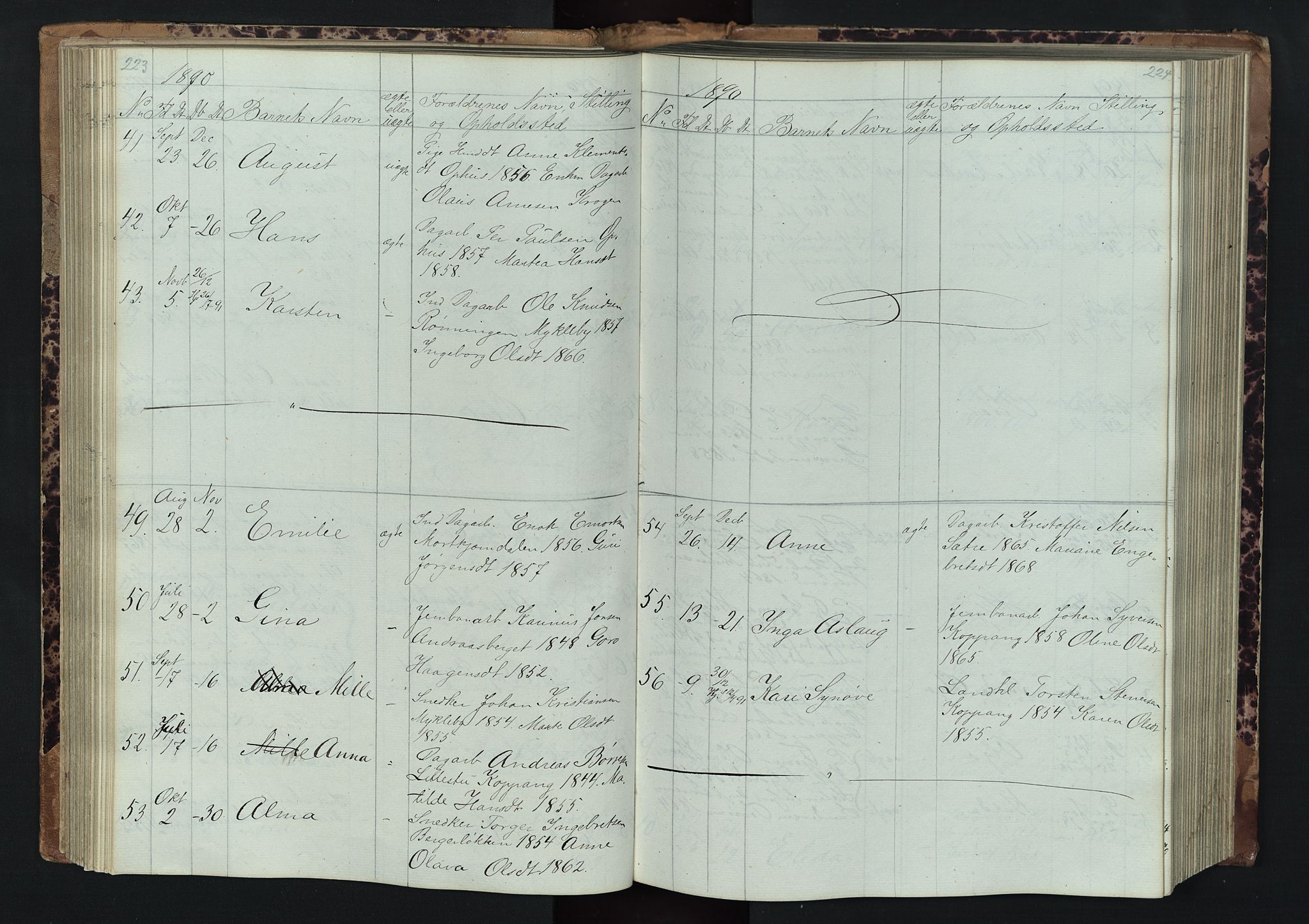 Stor-Elvdal prestekontor, SAH/PREST-052/H/Ha/Hab/L0001: Parish register (copy) no. 1 /1, 1860-1894, p. 223-224