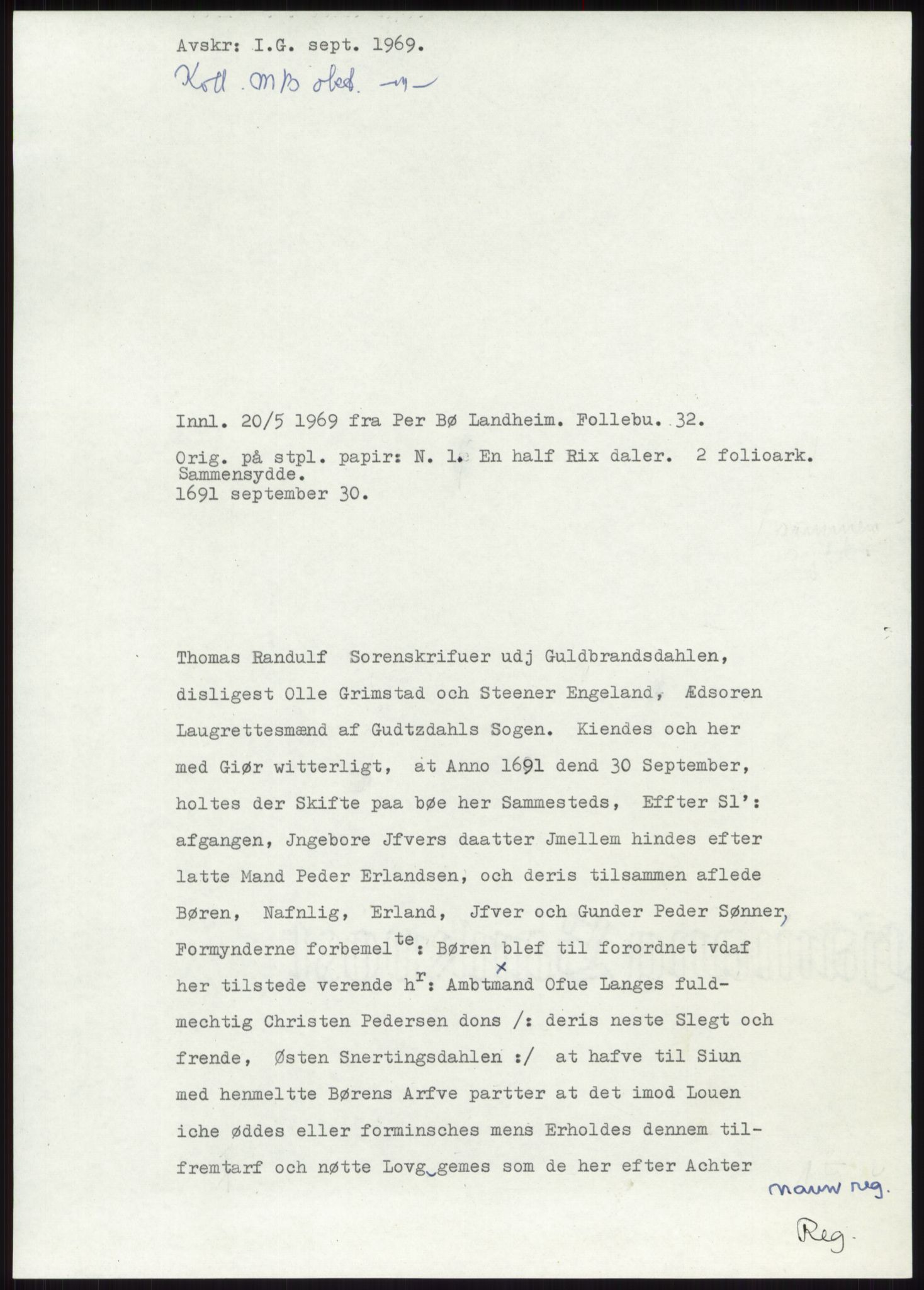 Samlinger til kildeutgivelse, Diplomavskriftsamlingen, AV/RA-EA-4053/H/Ha, p. 3181