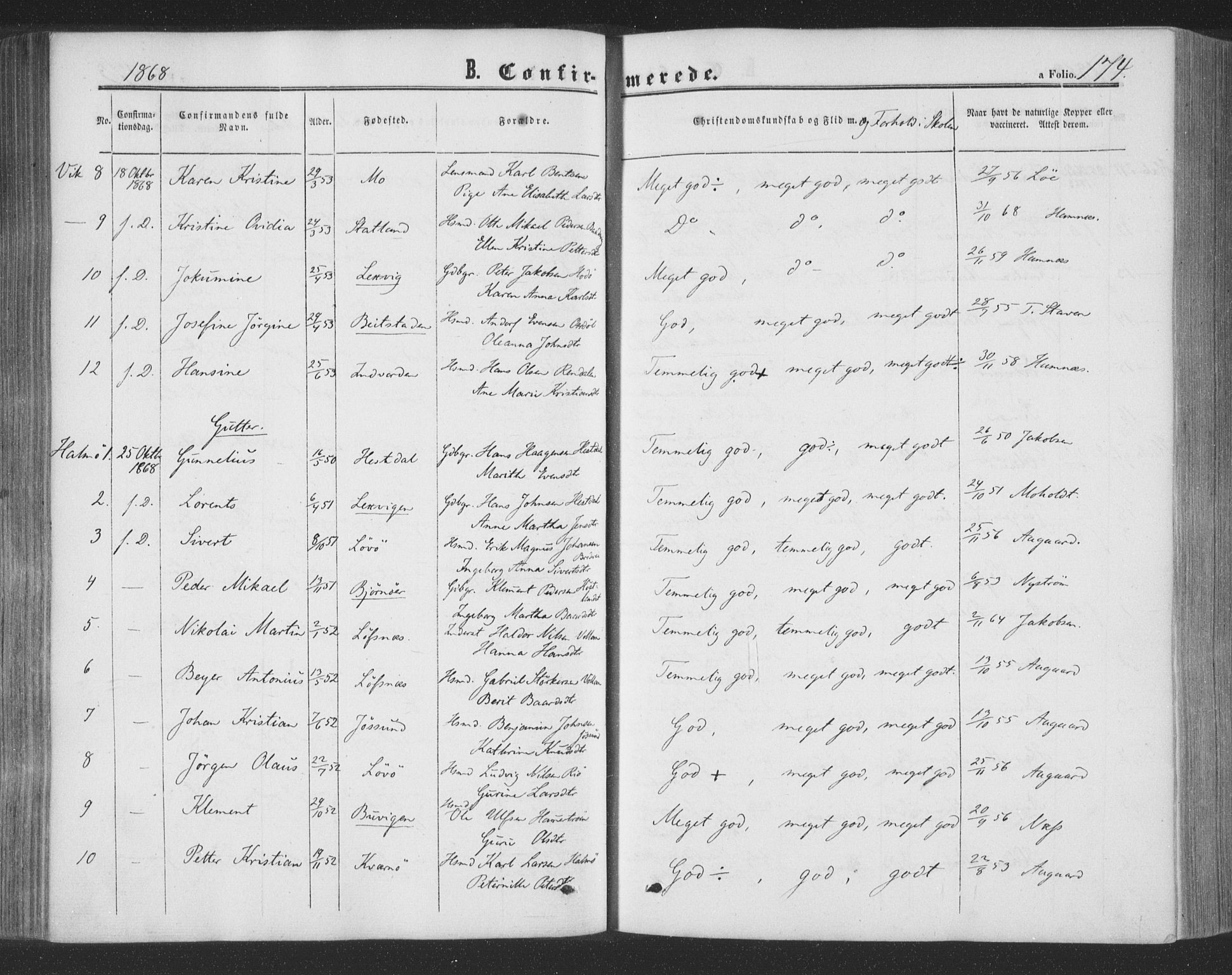 Ministerialprotokoller, klokkerbøker og fødselsregistre - Nord-Trøndelag, SAT/A-1458/773/L0615: Parish register (official) no. 773A06, 1857-1870, p. 174