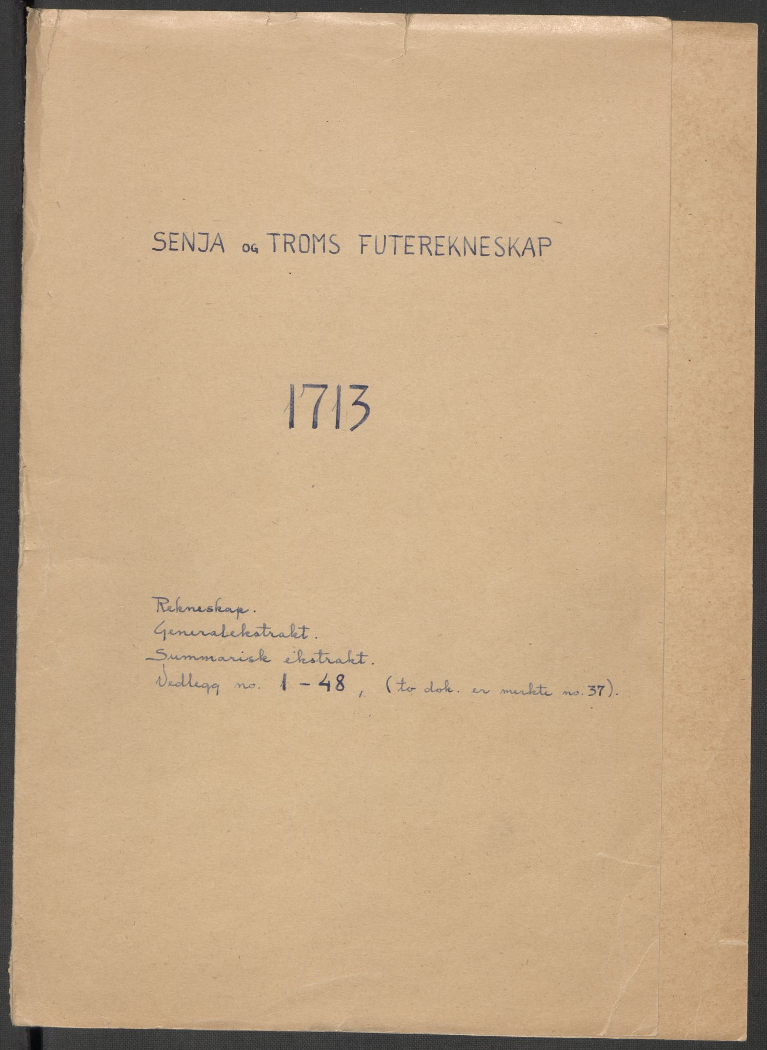 Rentekammeret inntil 1814, Reviderte regnskaper, Fogderegnskap, RA/EA-4092/R68/L4759: Fogderegnskap Senja og Troms, 1713, p. 3