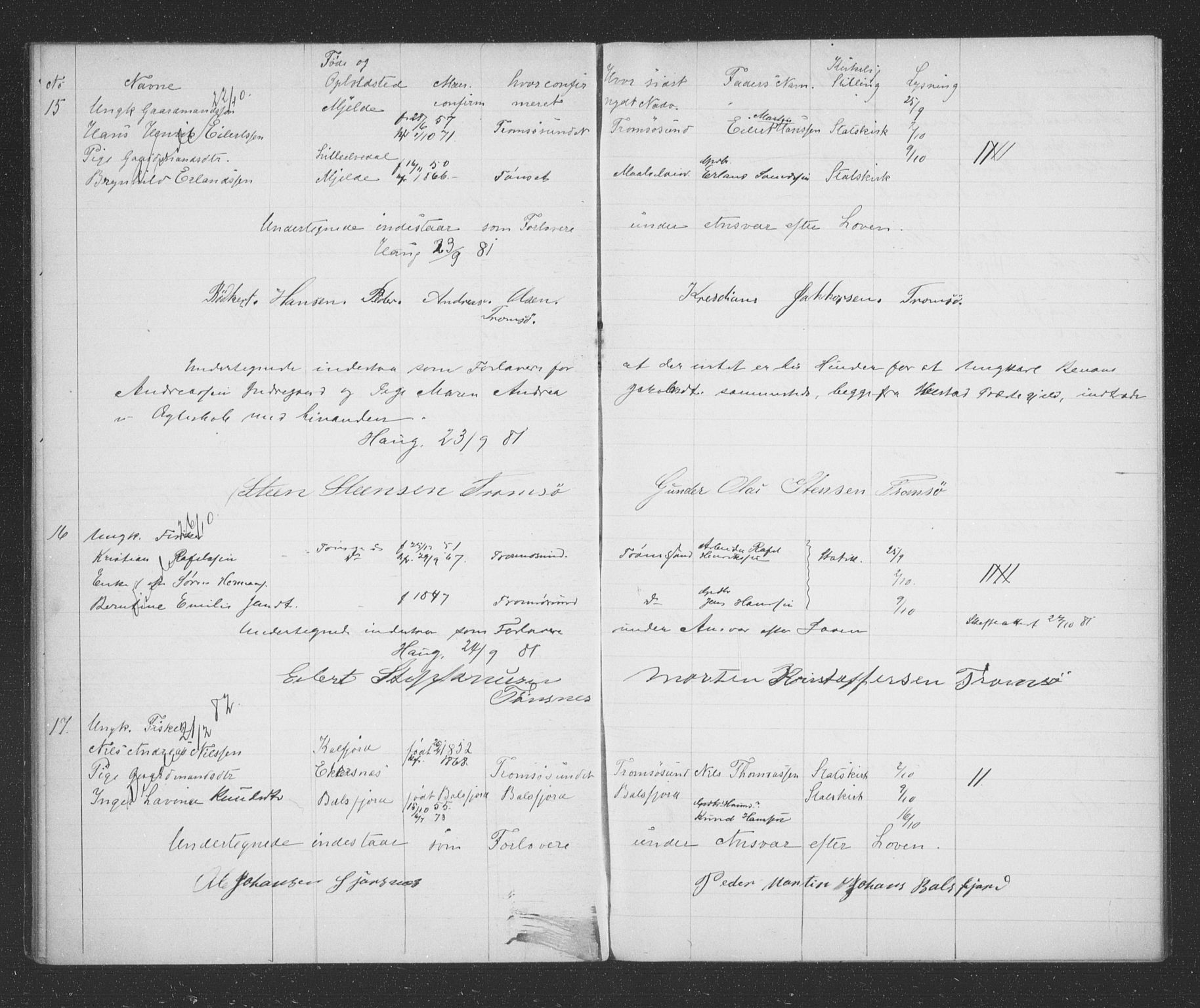 Tromsøysund sokneprestkontor, AV/SATØ-S-1304/H/Hc/L0056: Banns register no. 56, 1880-1887