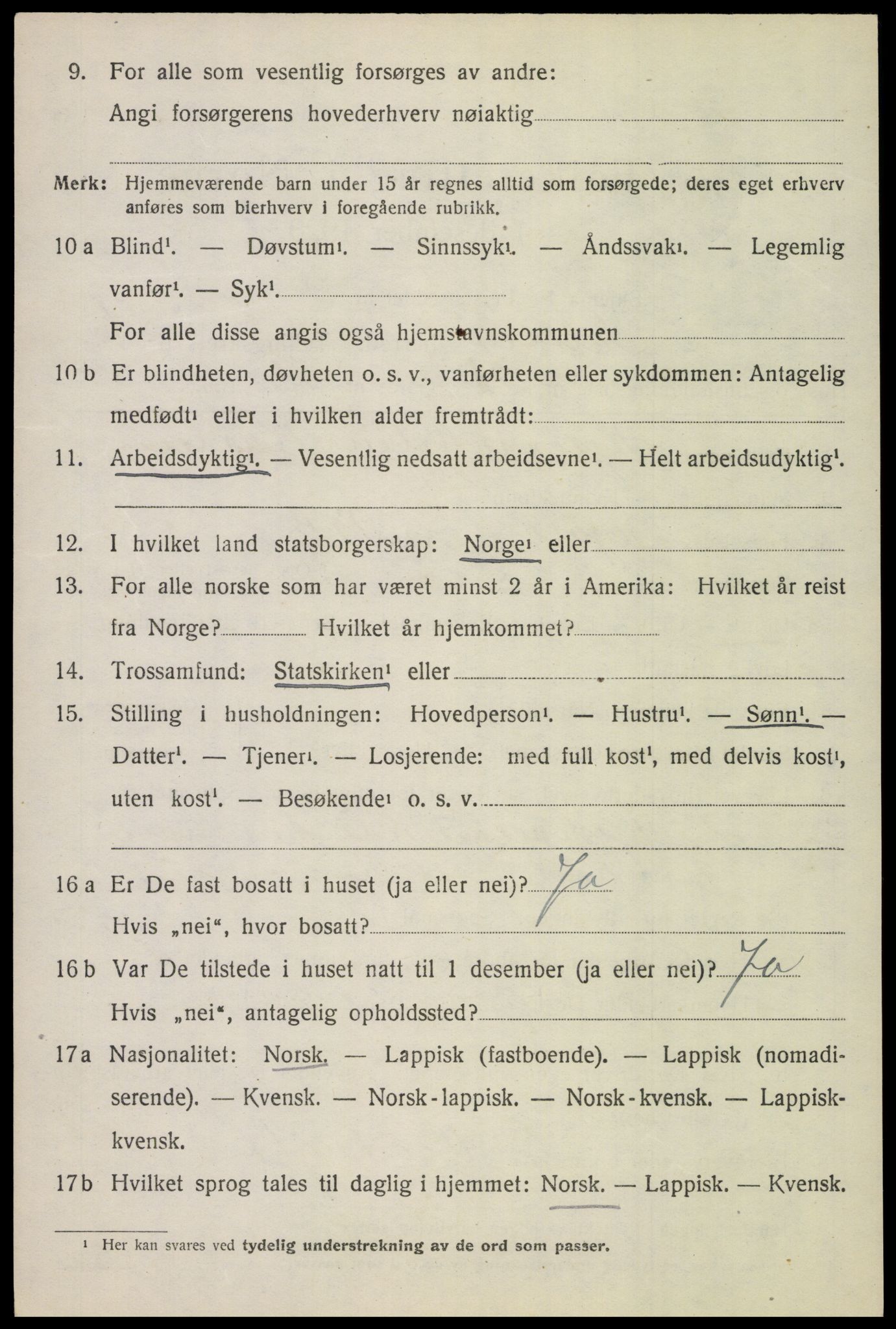 SAT, 1920 census for Saltdal, 1920, p. 7606