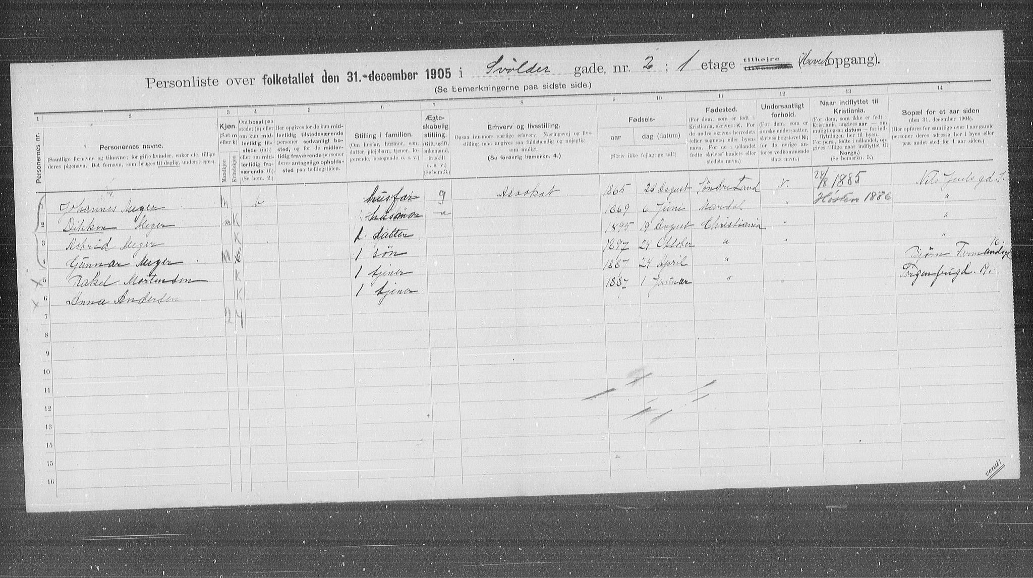 OBA, Municipal Census 1905 for Kristiania, 1905, p. 55474