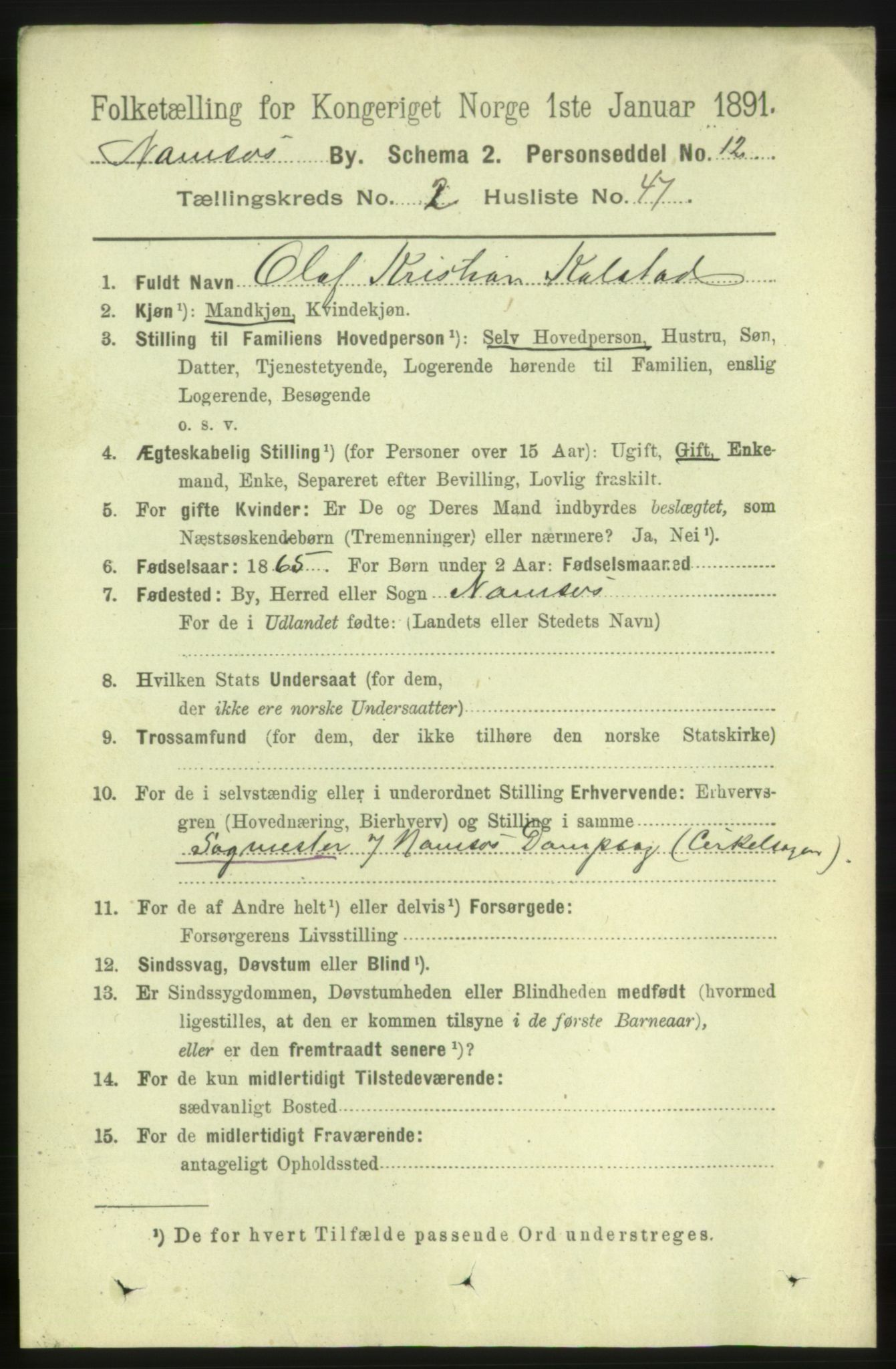 RA, 1891 census for 1703 Namsos, 1891, p. 1067