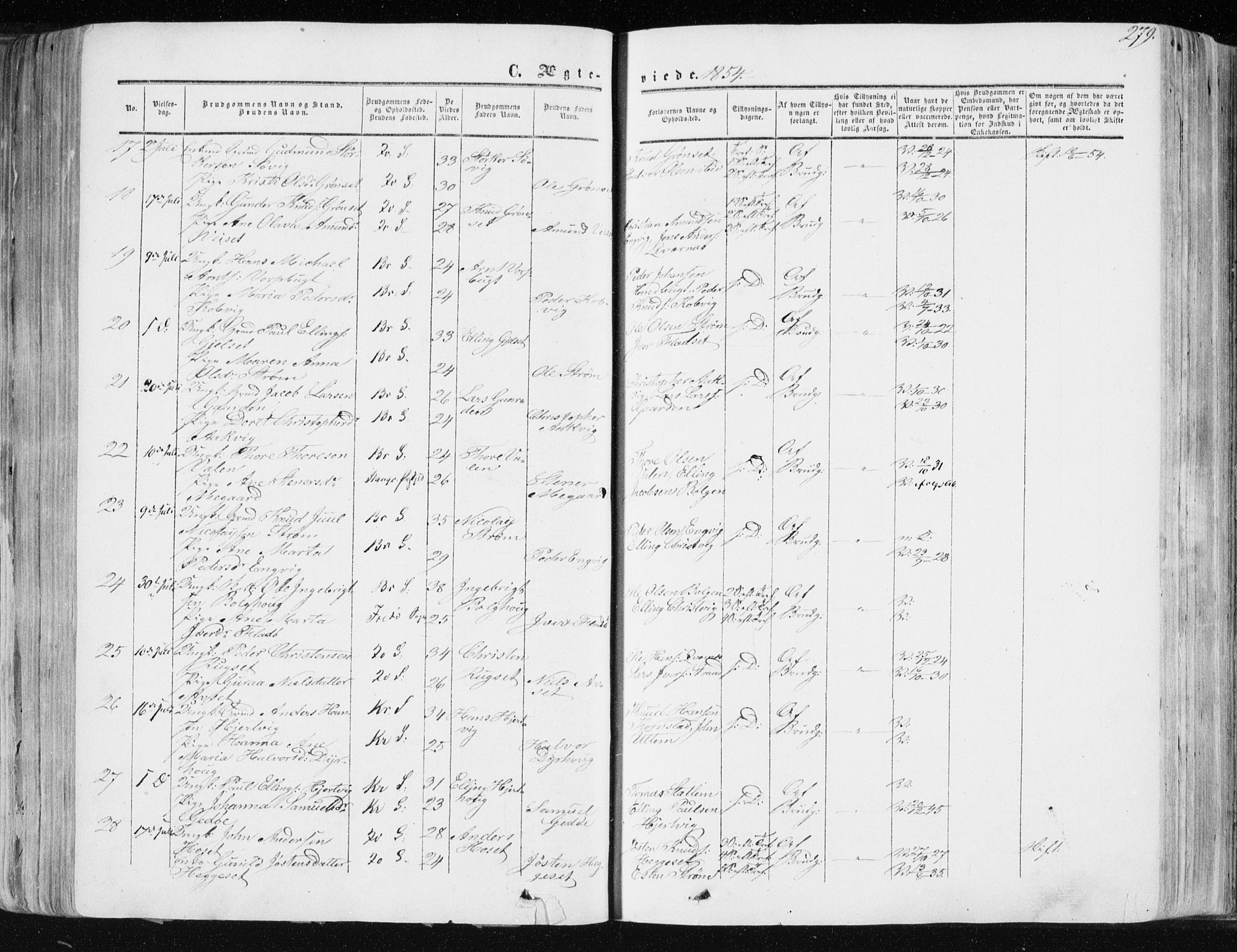 Ministerialprotokoller, klokkerbøker og fødselsregistre - Møre og Romsdal, AV/SAT-A-1454/568/L0804: Parish register (official) no. 568A11, 1854-1868, p. 279