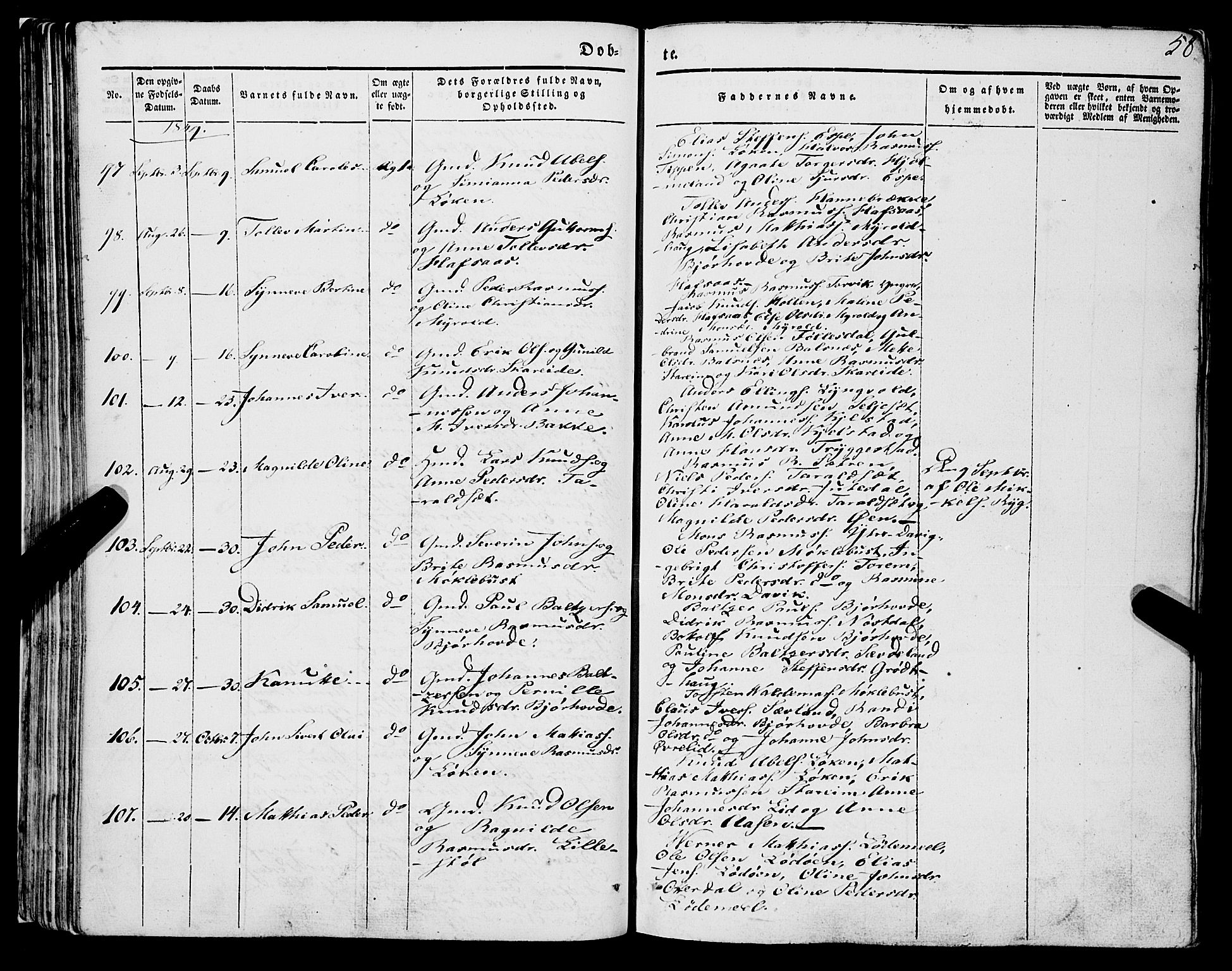 Eid sokneprestembete, AV/SAB-A-82301/H/Haa/Haaa/L0007: Parish register (official) no. A 7, 1844-1858, p. 58