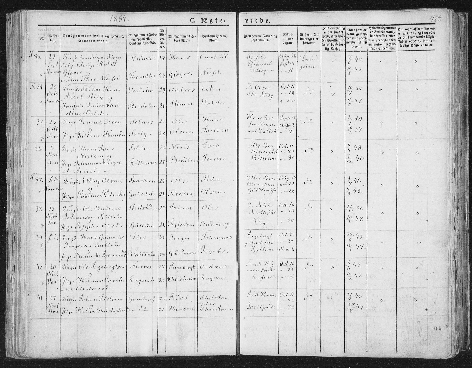 Ministerialprotokoller, klokkerbøker og fødselsregistre - Nord-Trøndelag, AV/SAT-A-1458/764/L0552: Parish register (official) no. 764A07b, 1824-1865, p. 422