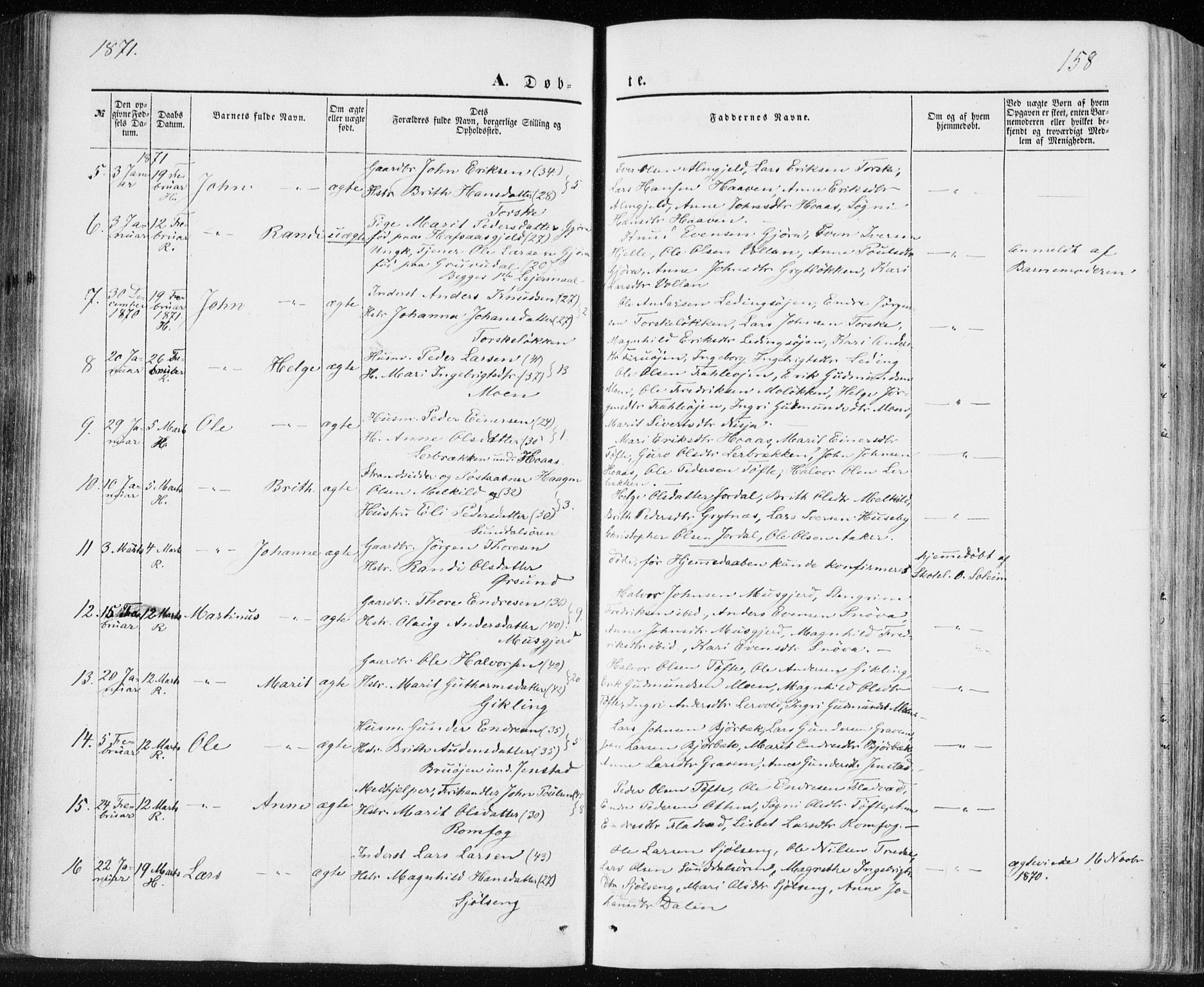 Ministerialprotokoller, klokkerbøker og fødselsregistre - Møre og Romsdal, AV/SAT-A-1454/590/L1013: Parish register (official) no. 590A05, 1847-1877, p. 158