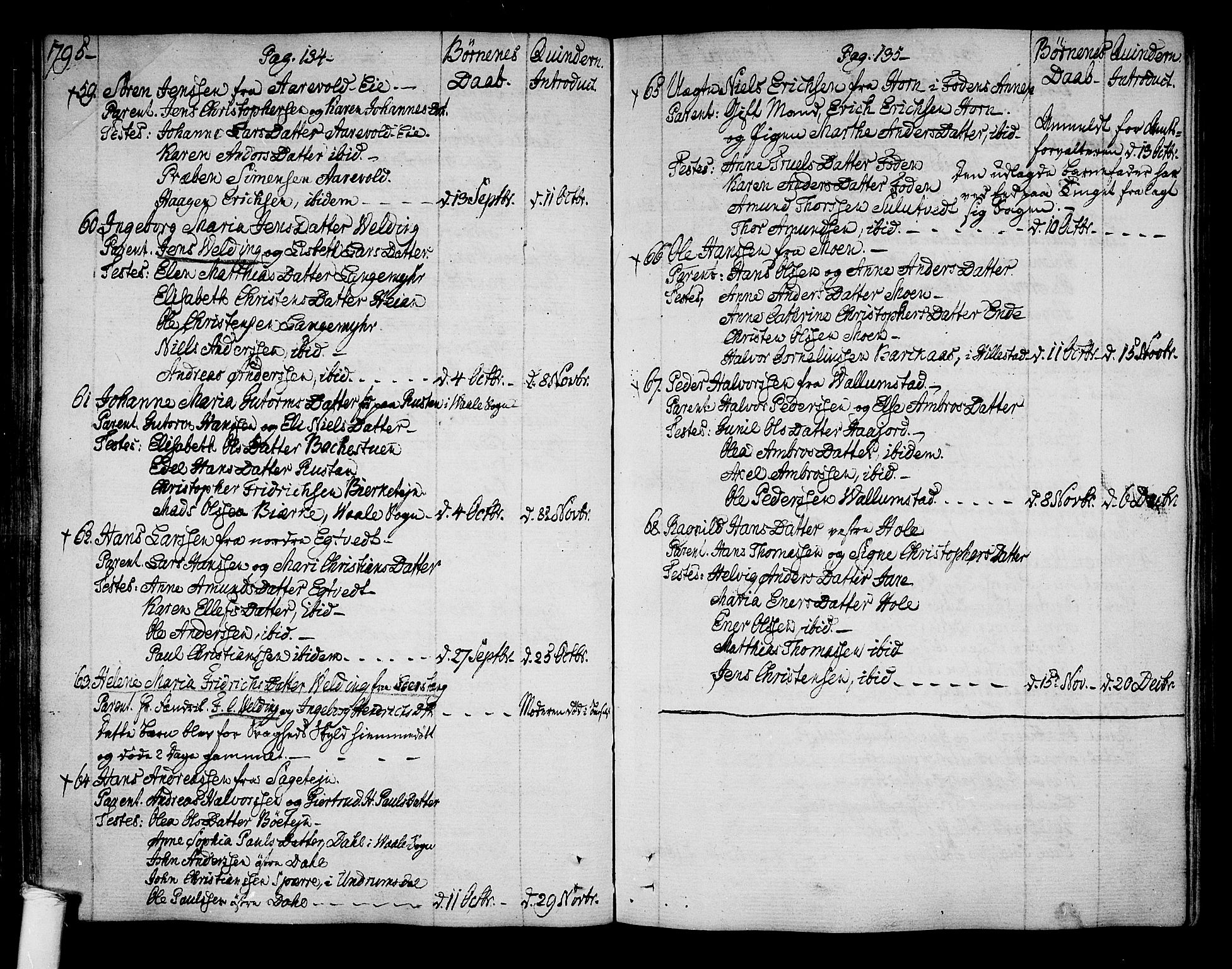 Ramnes kirkebøker, SAKO/A-314/F/Fa/L0003: Parish register (official) no. I 3, 1790-1813, p. 134-135