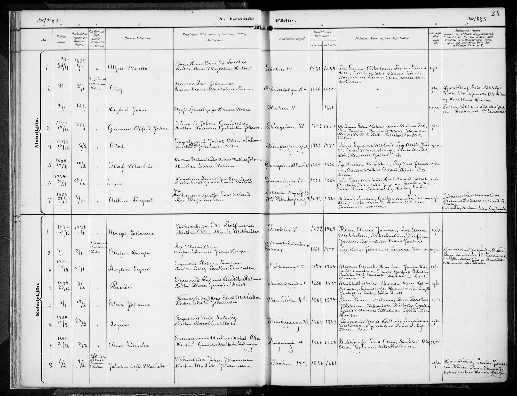 Mariakirken Sokneprestembete, SAB/A-76901/H/Hab/L0005: Parish register (copy) no. A 5, 1893-1913, p. 24