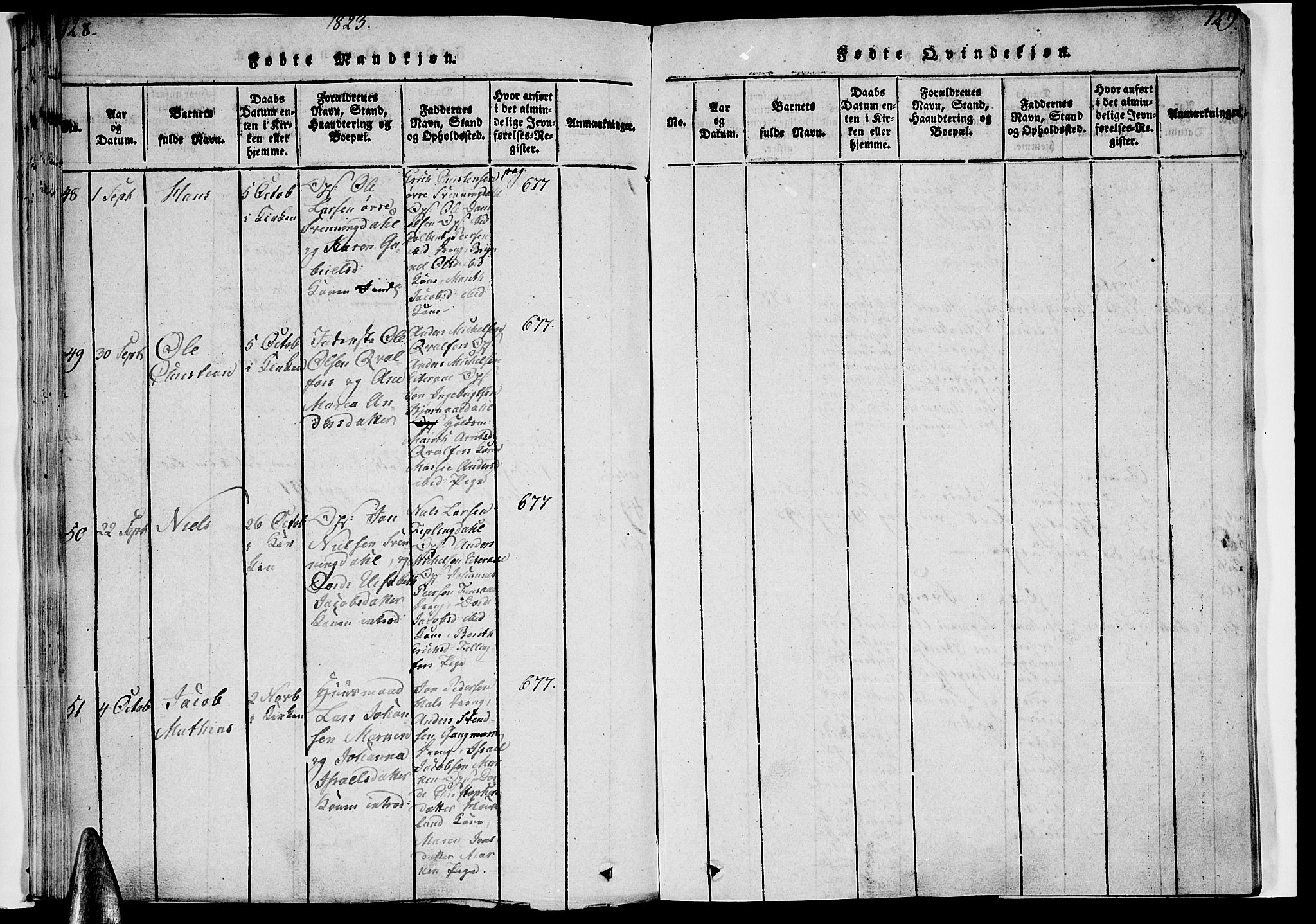 Ministerialprotokoller, klokkerbøker og fødselsregistre - Nordland, AV/SAT-A-1459/820/L0288: Parish register (official) no. 820A09, 1820-1825, p. 128-129