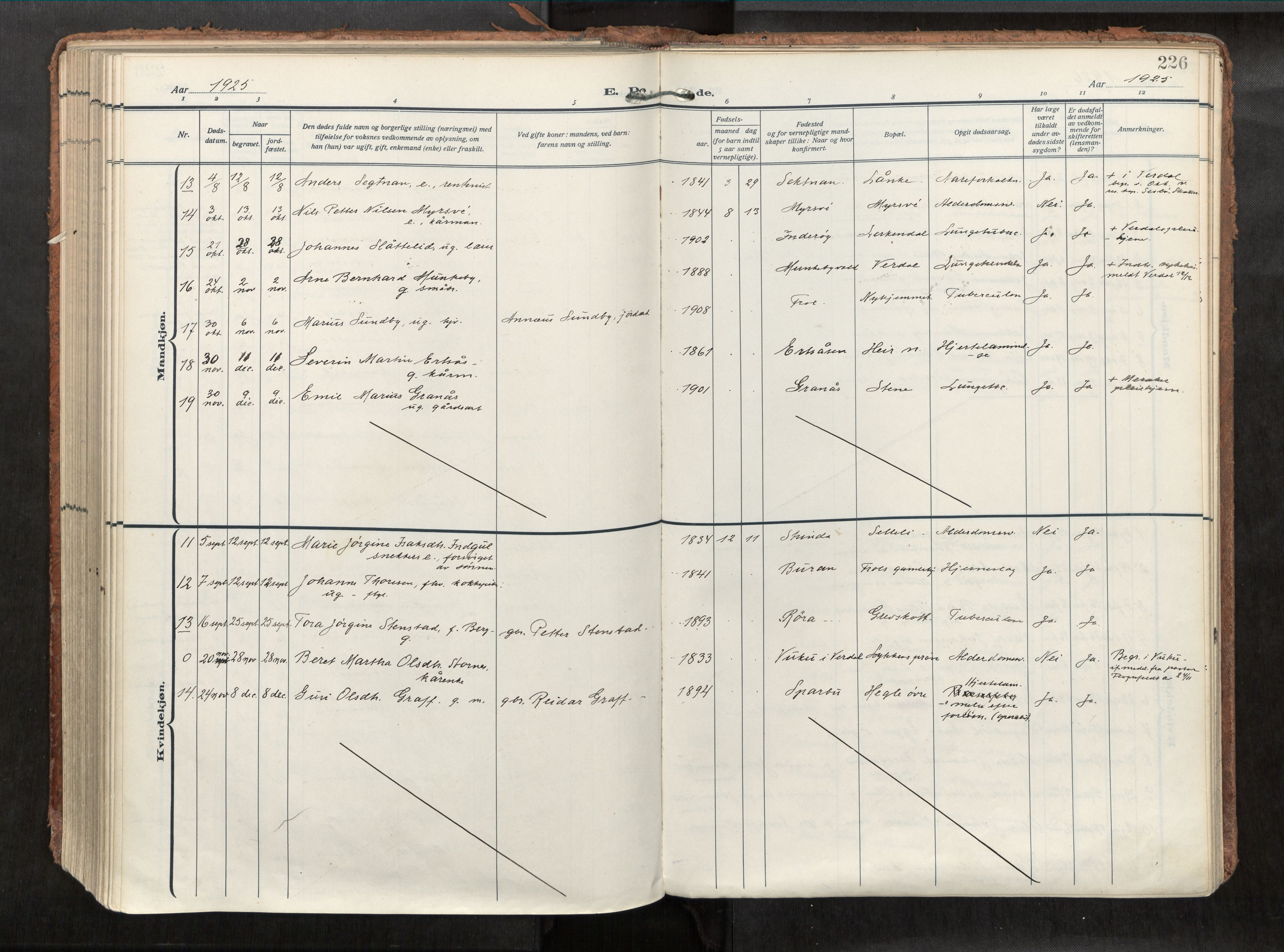 Levanger sokneprestkontor, SAT/A-1301/2/H/Haa/L0002: Parish register (official) no. 2, 1912-1935, p. 226