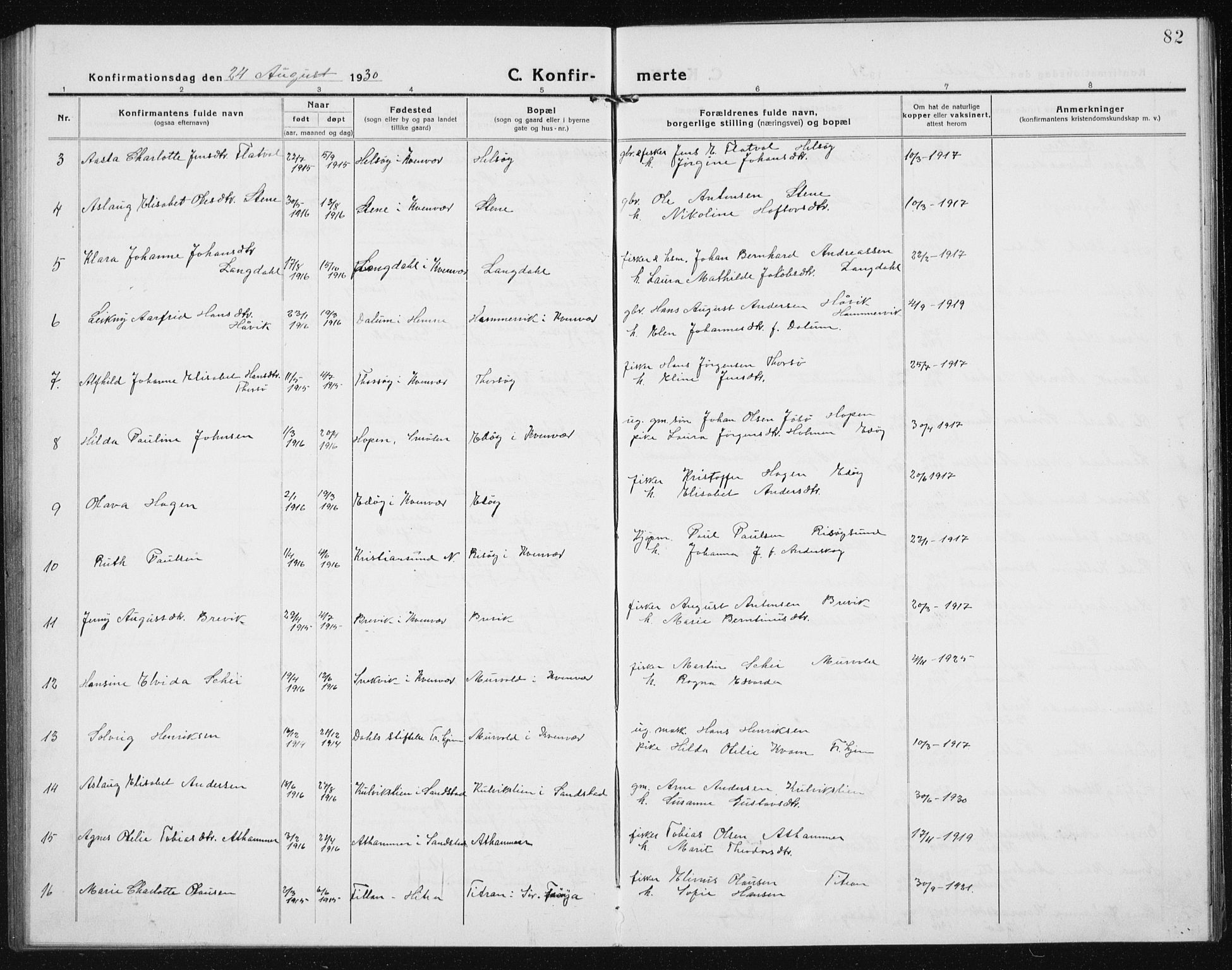Ministerialprotokoller, klokkerbøker og fødselsregistre - Sør-Trøndelag, SAT/A-1456/635/L0554: Parish register (copy) no. 635C02, 1919-1942, p. 82