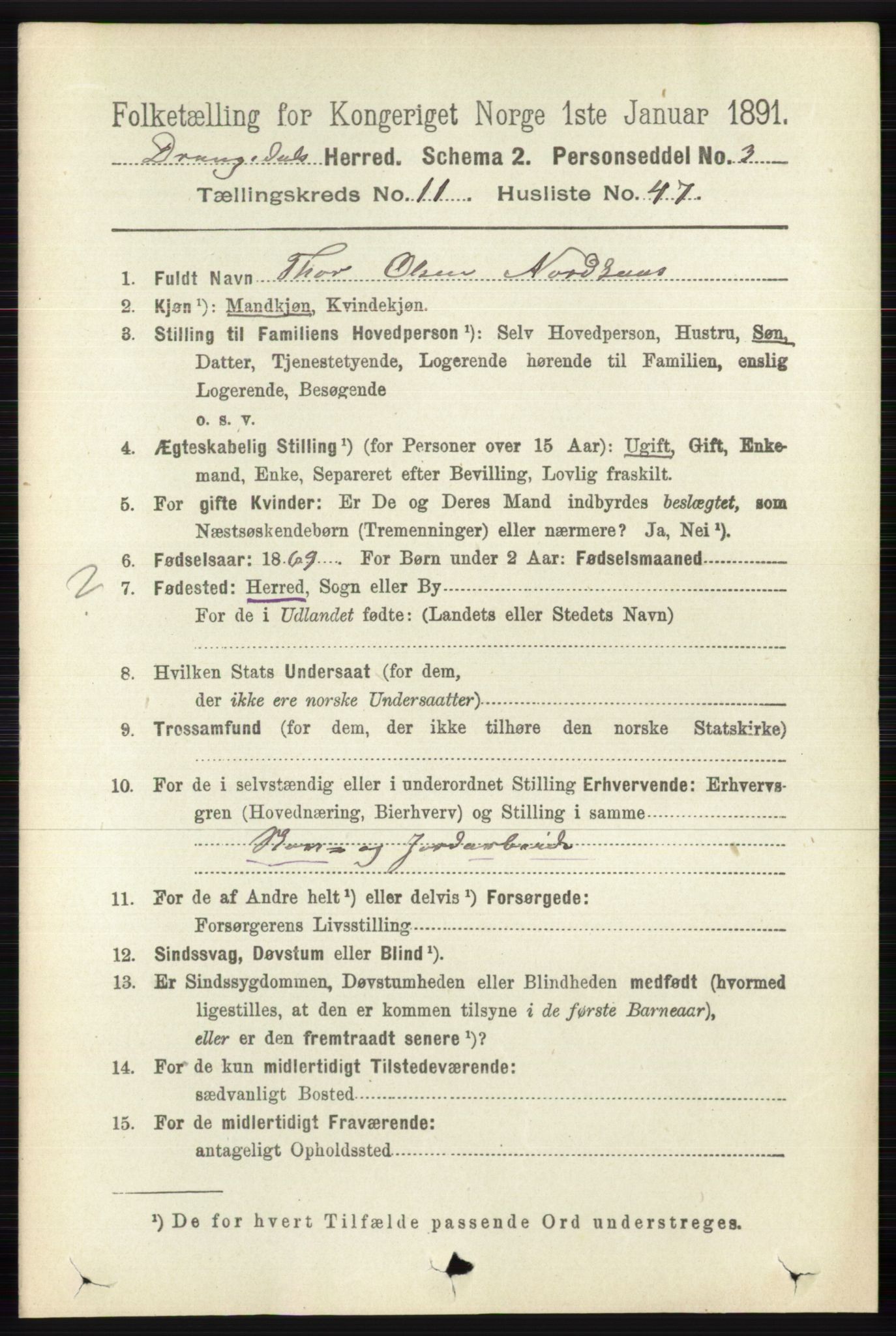 RA, 1891 census for 0817 Drangedal, 1891, p. 4215