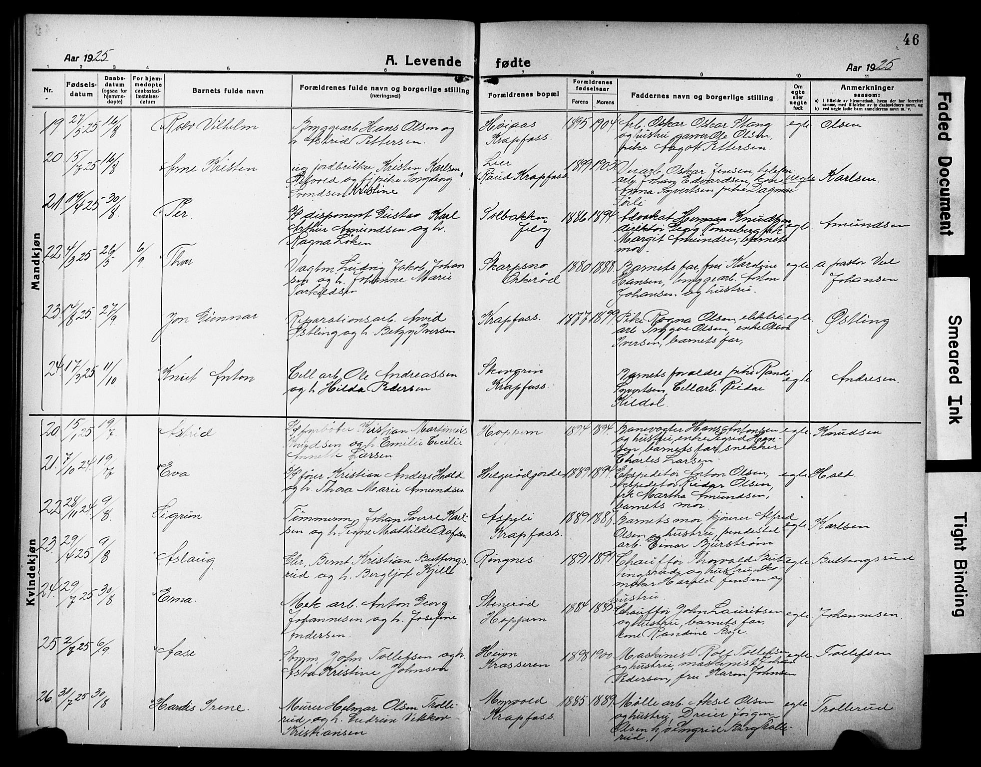 Moss prestekontor Kirkebøker, AV/SAO-A-2003/G/Gb/L0004: Parish register (copy) no. II 4, 1920-1932, p. 46
