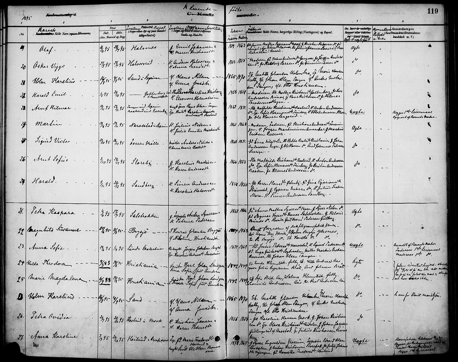 Høland prestekontor Kirkebøker, AV/SAO-A-10346a/F/Fb/L0001: Parish register (official) no. II 1, 1880-1897, p. 119