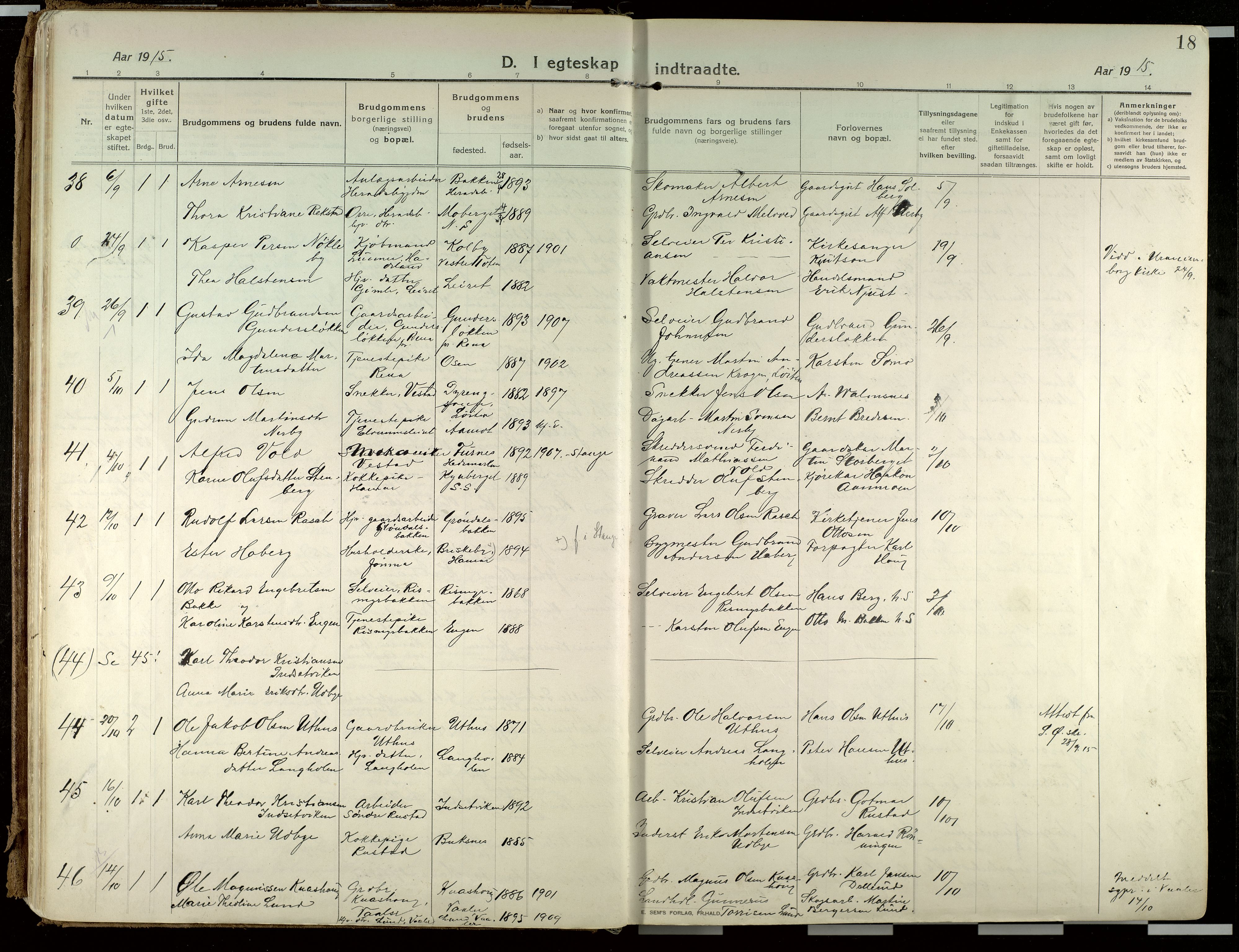 Elverum prestekontor, AV/SAH-PREST-044/H/Ha/Haa/L0021: Parish register (official) no. 21, 1913-1928, p. 18