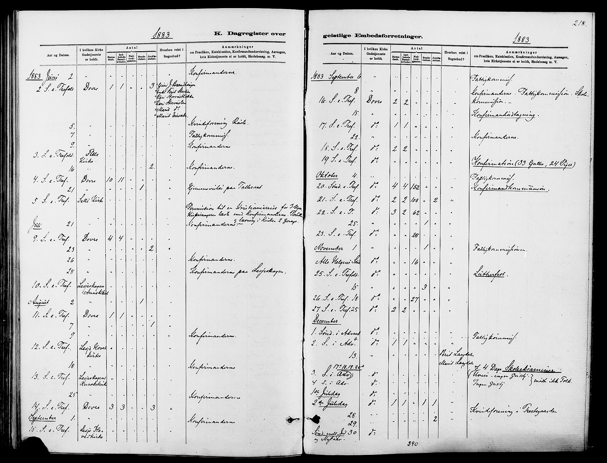 Dovre prestekontor, SAH/PREST-066/H/Ha/Haa/L0002: Parish register (official) no. 2, 1879-1890, p. 218