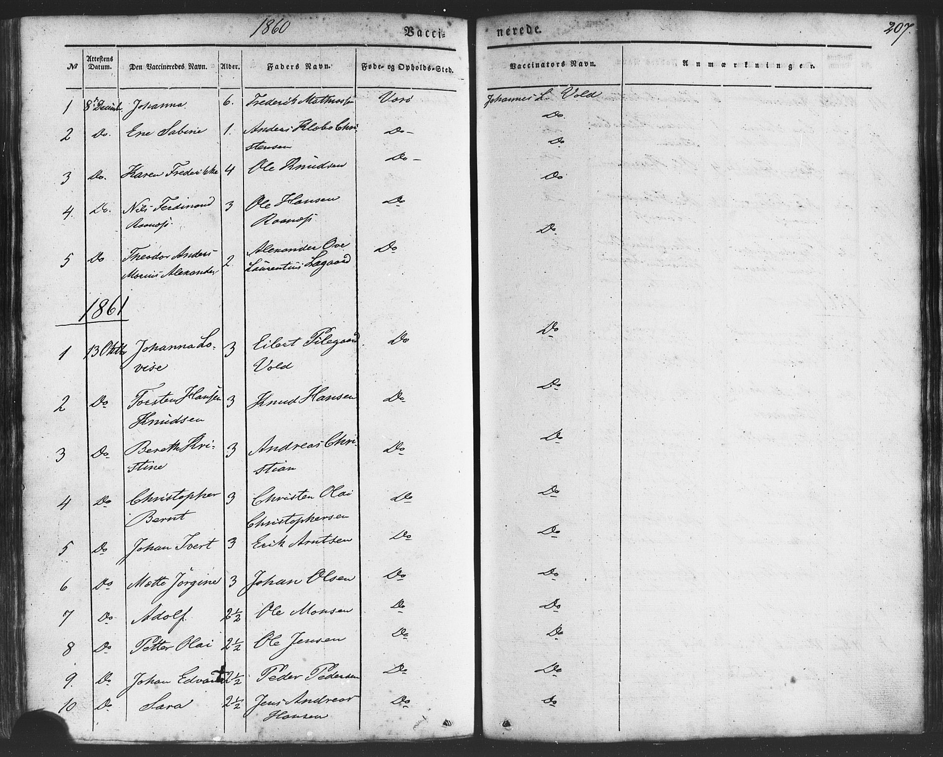 Ministerialprotokoller, klokkerbøker og fødselsregistre - Nordland, SAT/A-1459/807/L0121: Parish register (official) no. 807A04, 1846-1879, p. 207