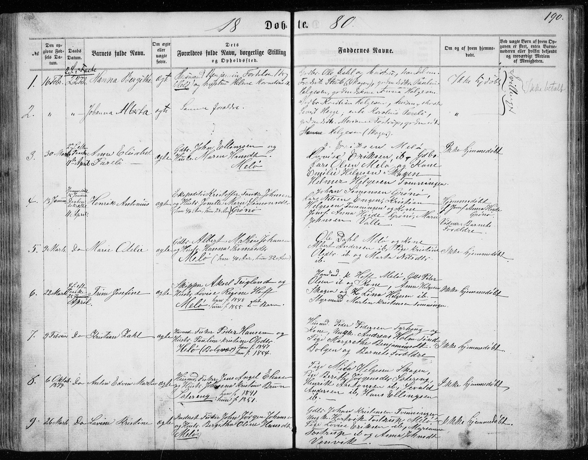 Ministerialprotokoller, klokkerbøker og fødselsregistre - Nordland, SAT/A-1459/843/L0634: Parish register (copy) no. 843C03, 1860-1884, p. 190