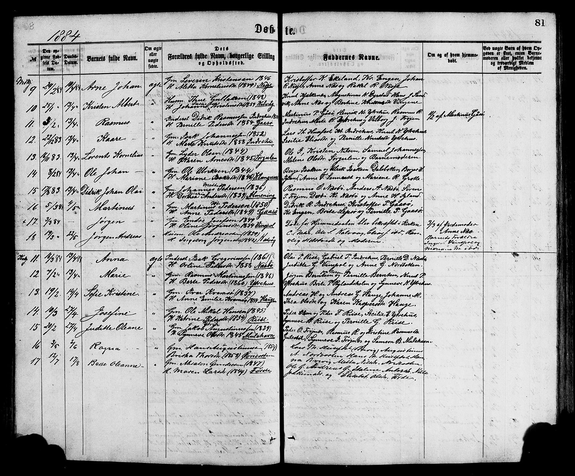 Bremanger sokneprestembete, SAB/A-82201/H/Hab/Haba/L0002: Parish register (copy) no. A 2, 1866-1889, p. 81