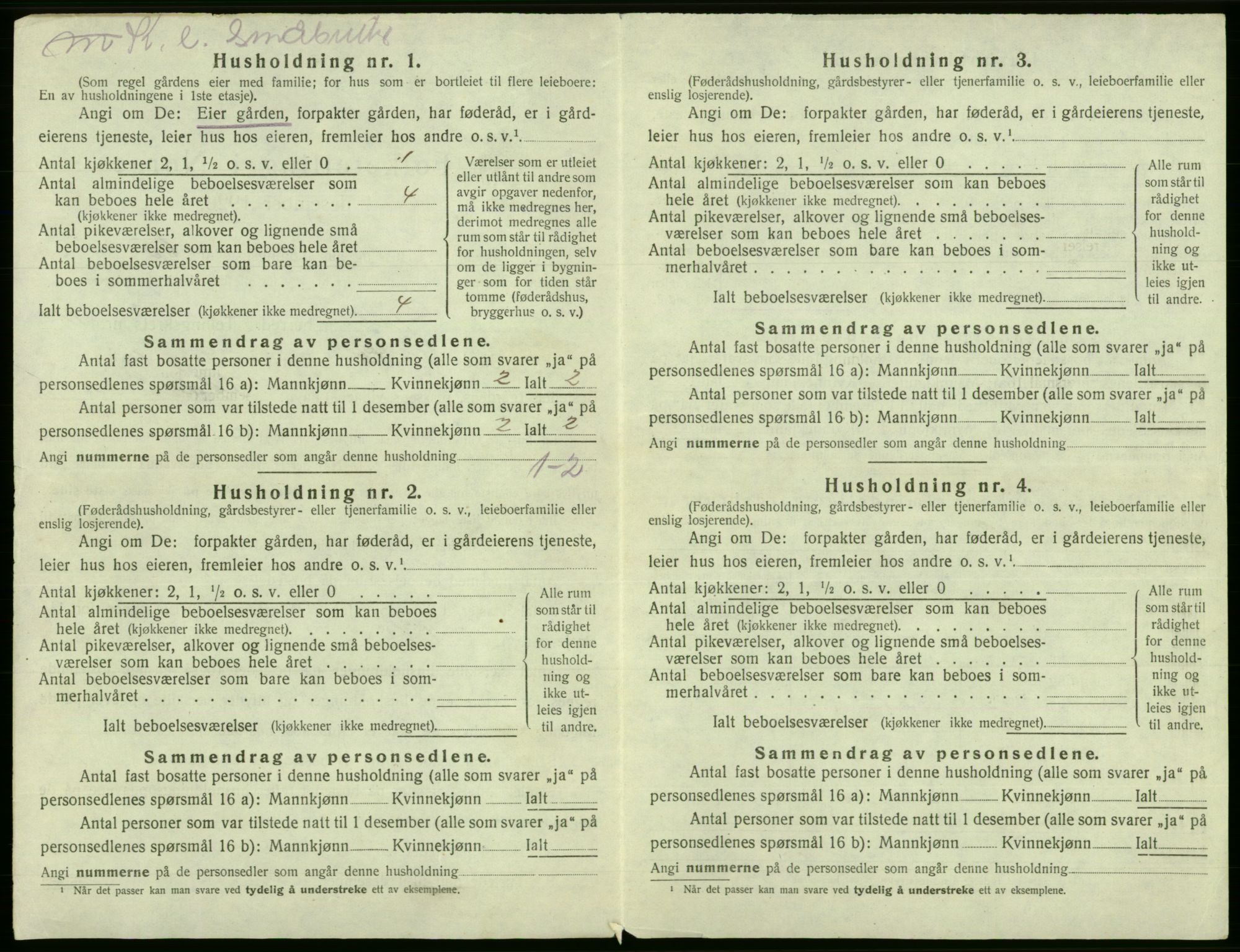 SAB, 1920 census for Fjell, 1920, p. 1328