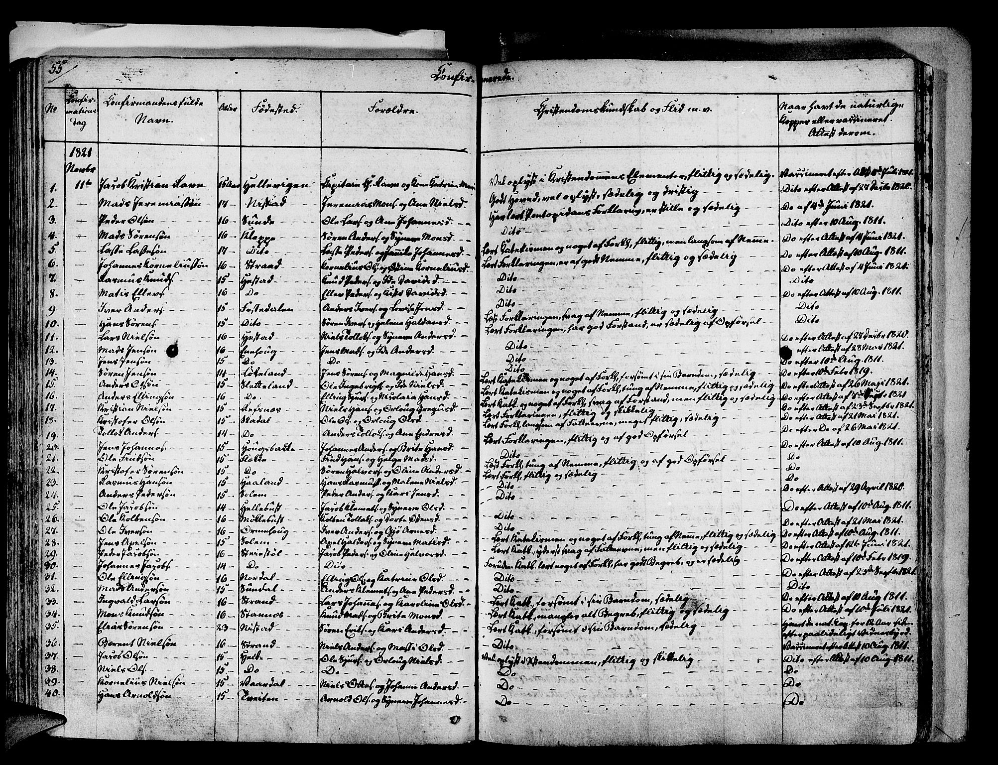 Fjaler sokneprestembete, AV/SAB-A-79801/H/Haa/Haaa/L0005: Parish register (official) no. A 5, 1821-1835, p. 56