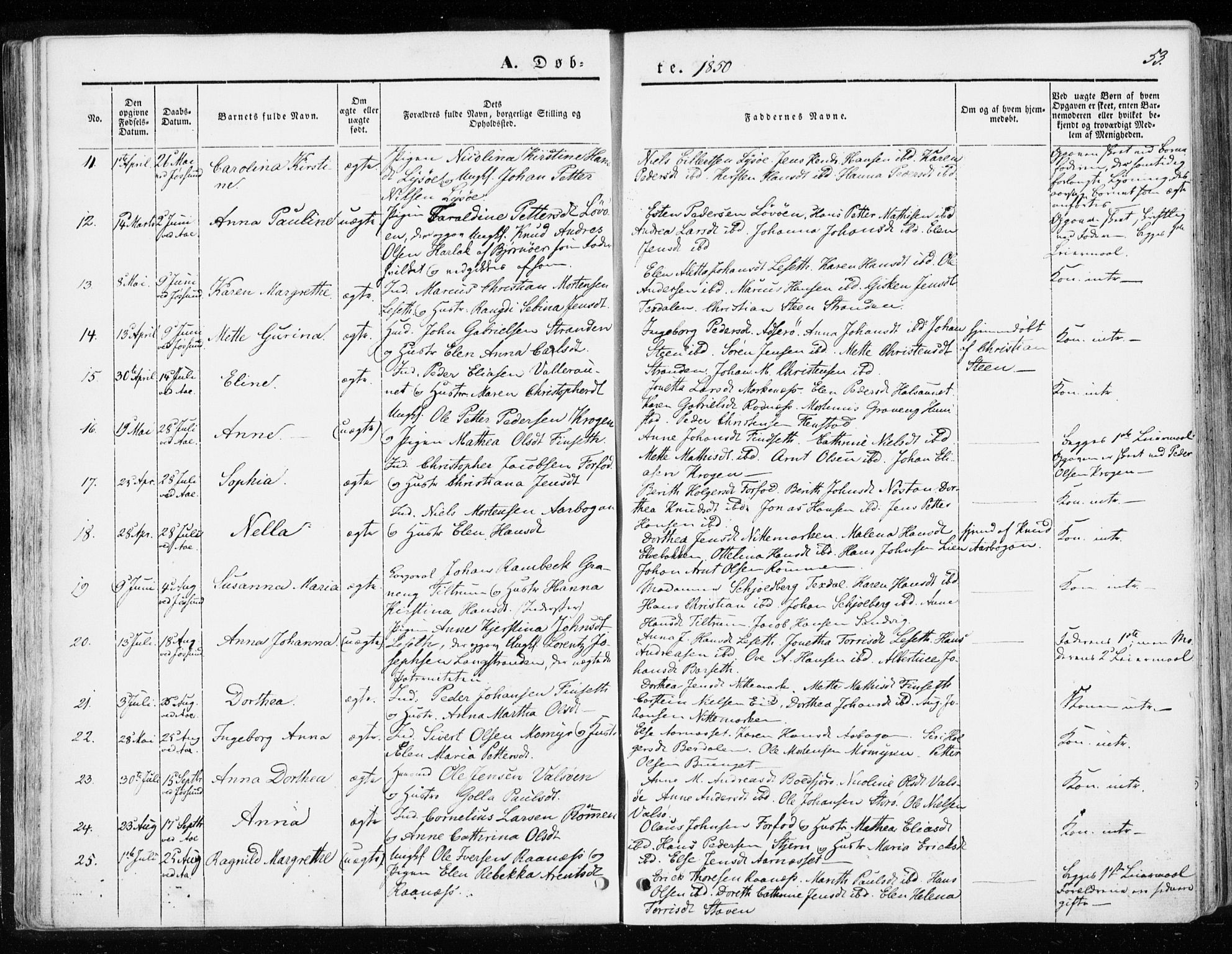 Ministerialprotokoller, klokkerbøker og fødselsregistre - Sør-Trøndelag, SAT/A-1456/655/L0677: Parish register (official) no. 655A06, 1847-1860, p. 53