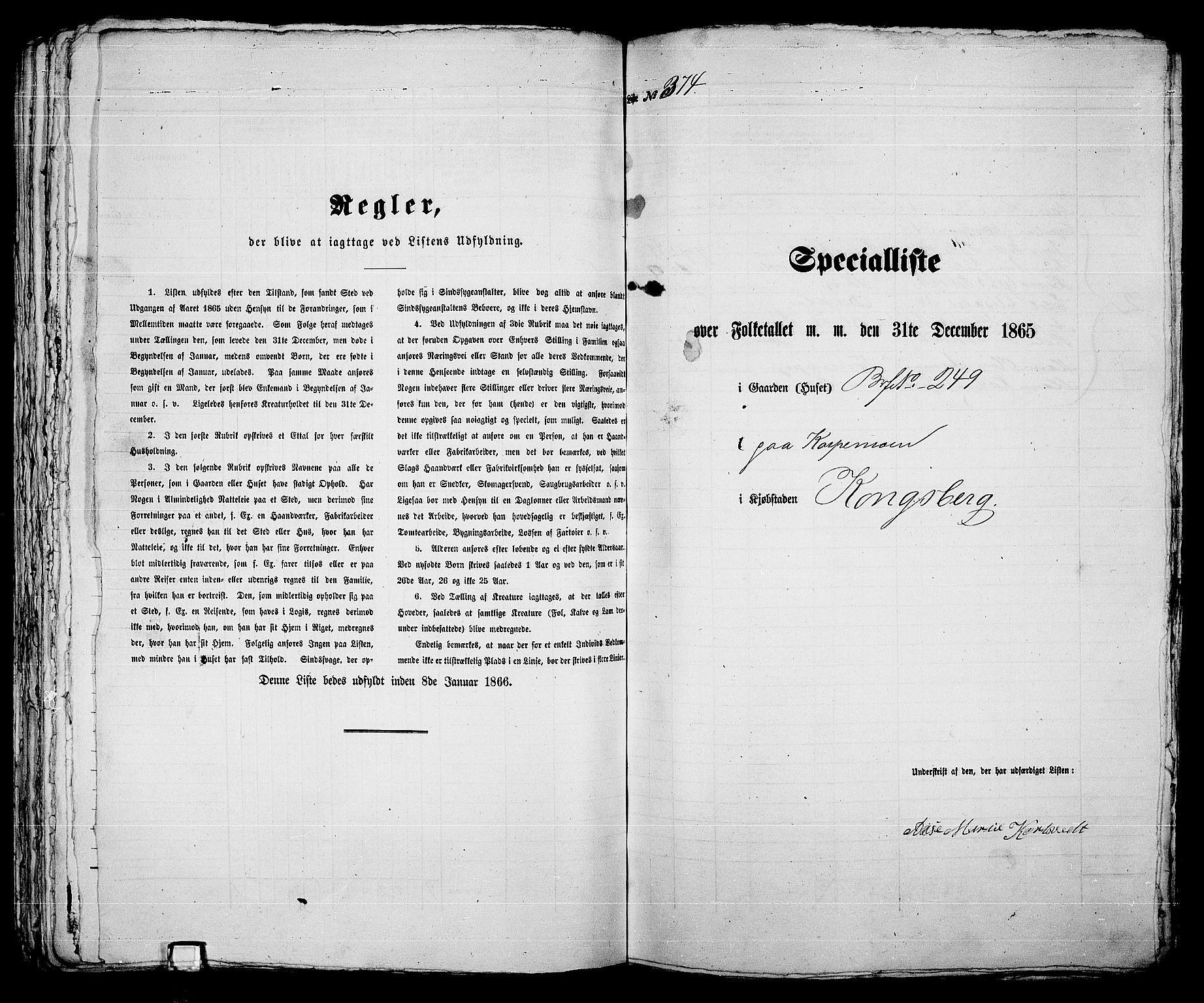 RA, 1865 census for Kongsberg/Kongsberg, 1865, p. 765