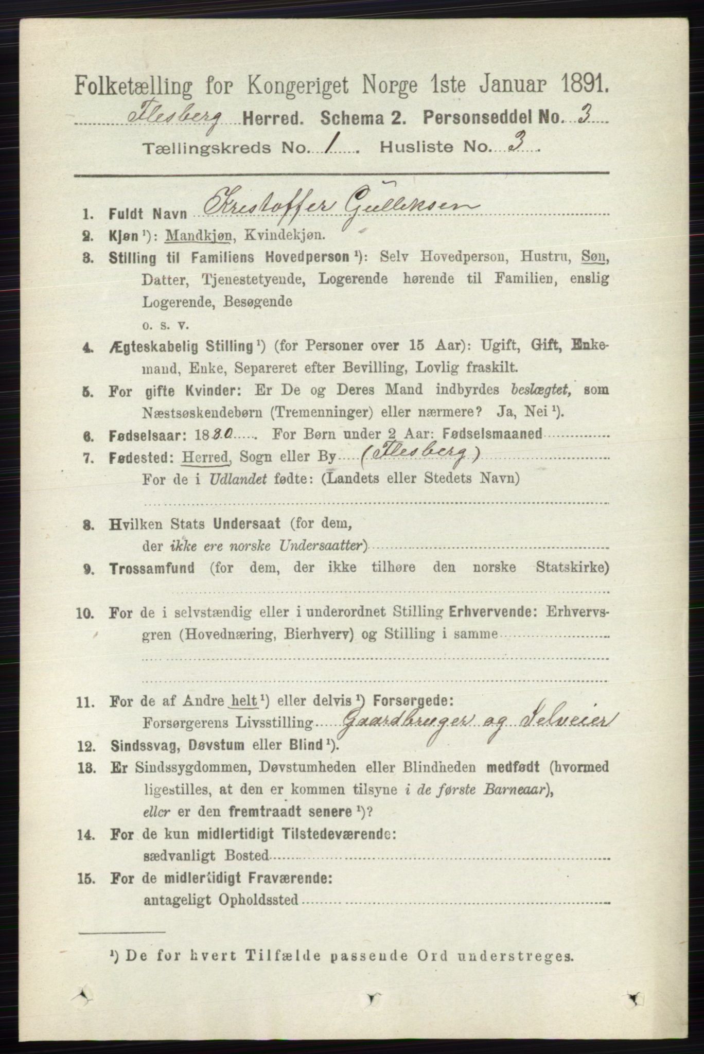 RA, 1891 census for 0631 Flesberg, 1891, p. 86