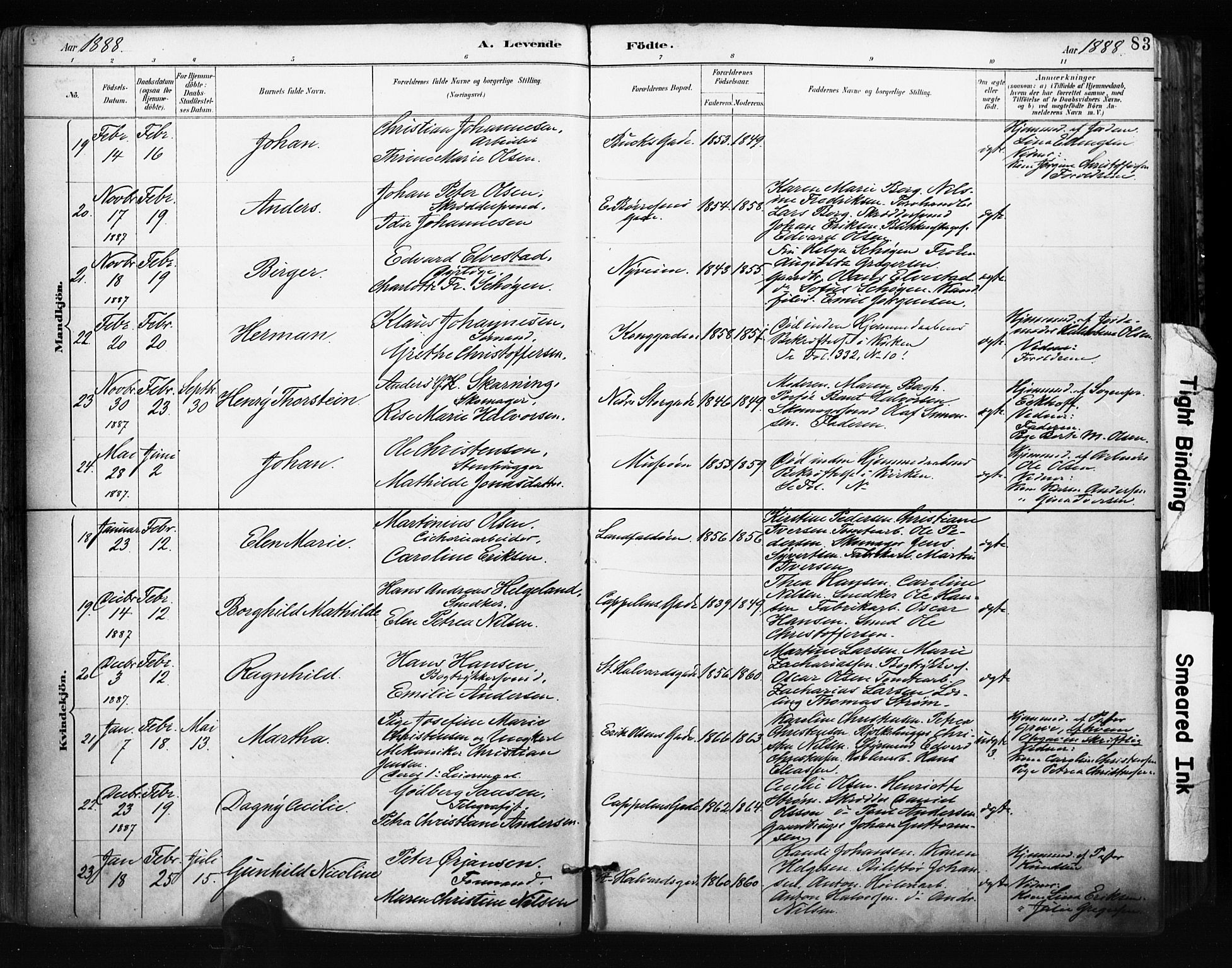 Bragernes kirkebøker, AV/SAKO-A-6/F/Fb/L0007: Parish register (official) no. II 7, 1885-1893, p. 83