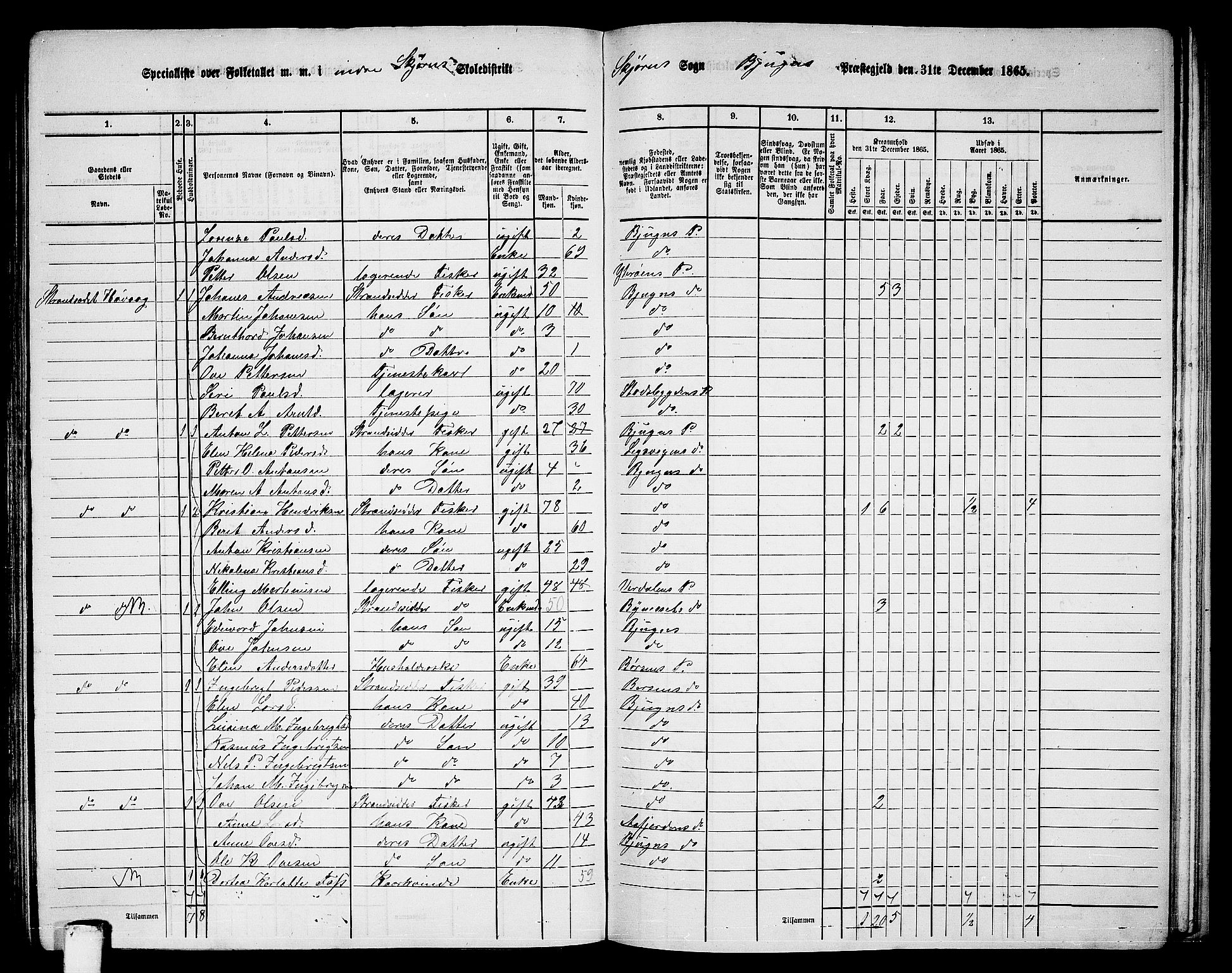 RA, 1865 census for Bjugn, 1865, p. 110