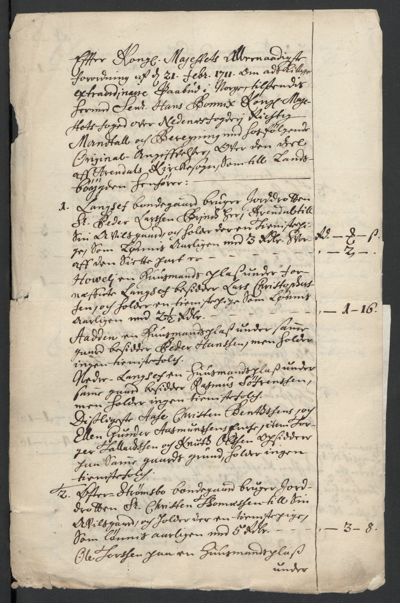 Rentekammeret inntil 1814, Reviderte regnskaper, Fogderegnskap, AV/RA-EA-4092/R39/L2319: Fogderegnskap Nedenes, 1710-1711, p. 350