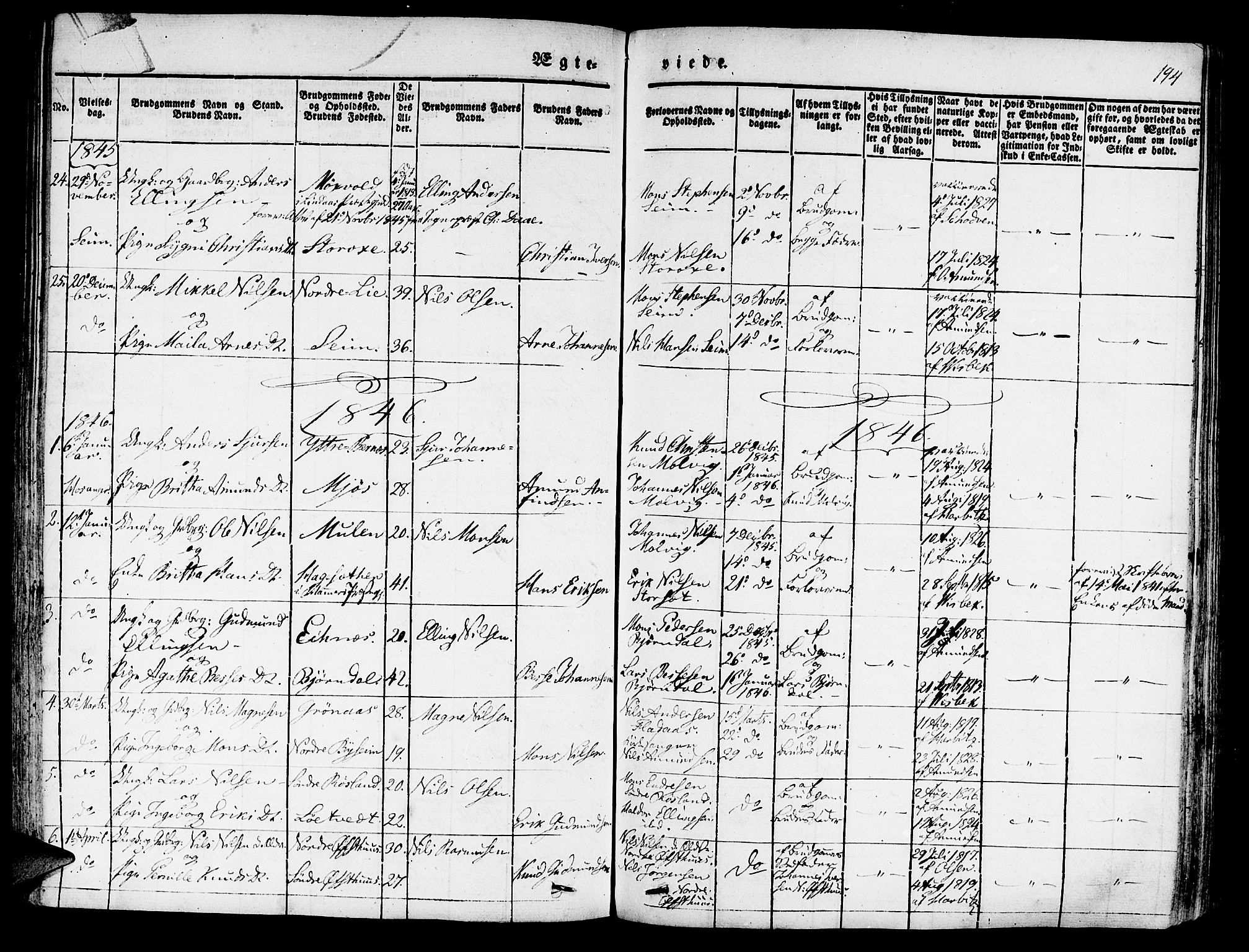 Hosanger sokneprestembete, AV/SAB-A-75801/H/Haa: Parish register (official) no. A 7, 1835-1848, p. 194