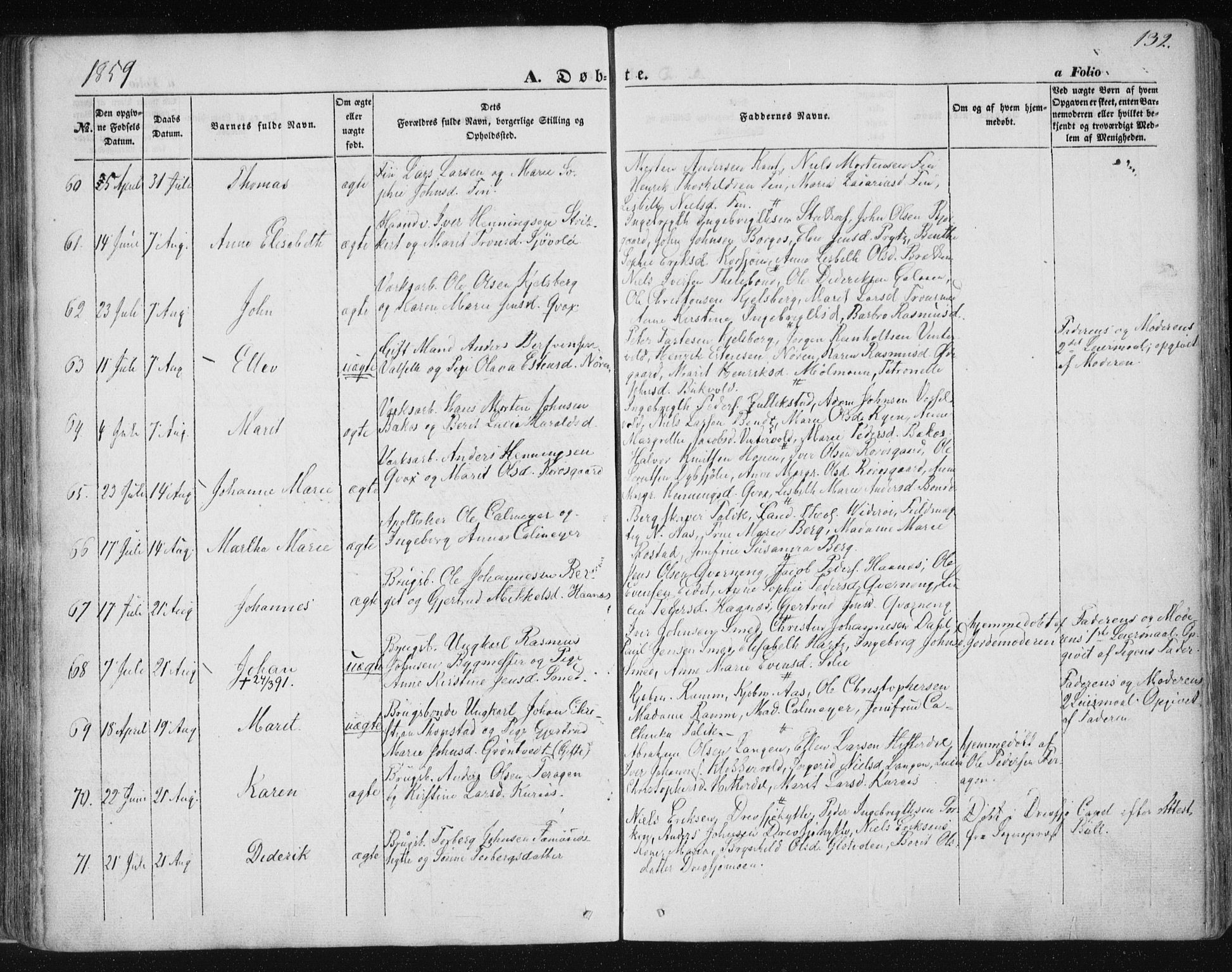 Ministerialprotokoller, klokkerbøker og fødselsregistre - Sør-Trøndelag, AV/SAT-A-1456/681/L0931: Parish register (official) no. 681A09, 1845-1859, p. 132